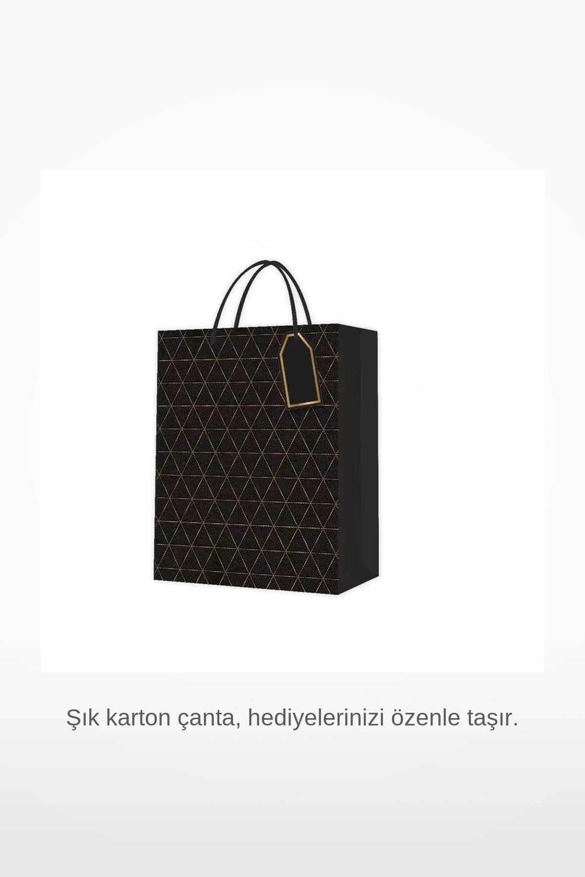 Desenli Siyah Küçük Boy Hediye Karton Çanta