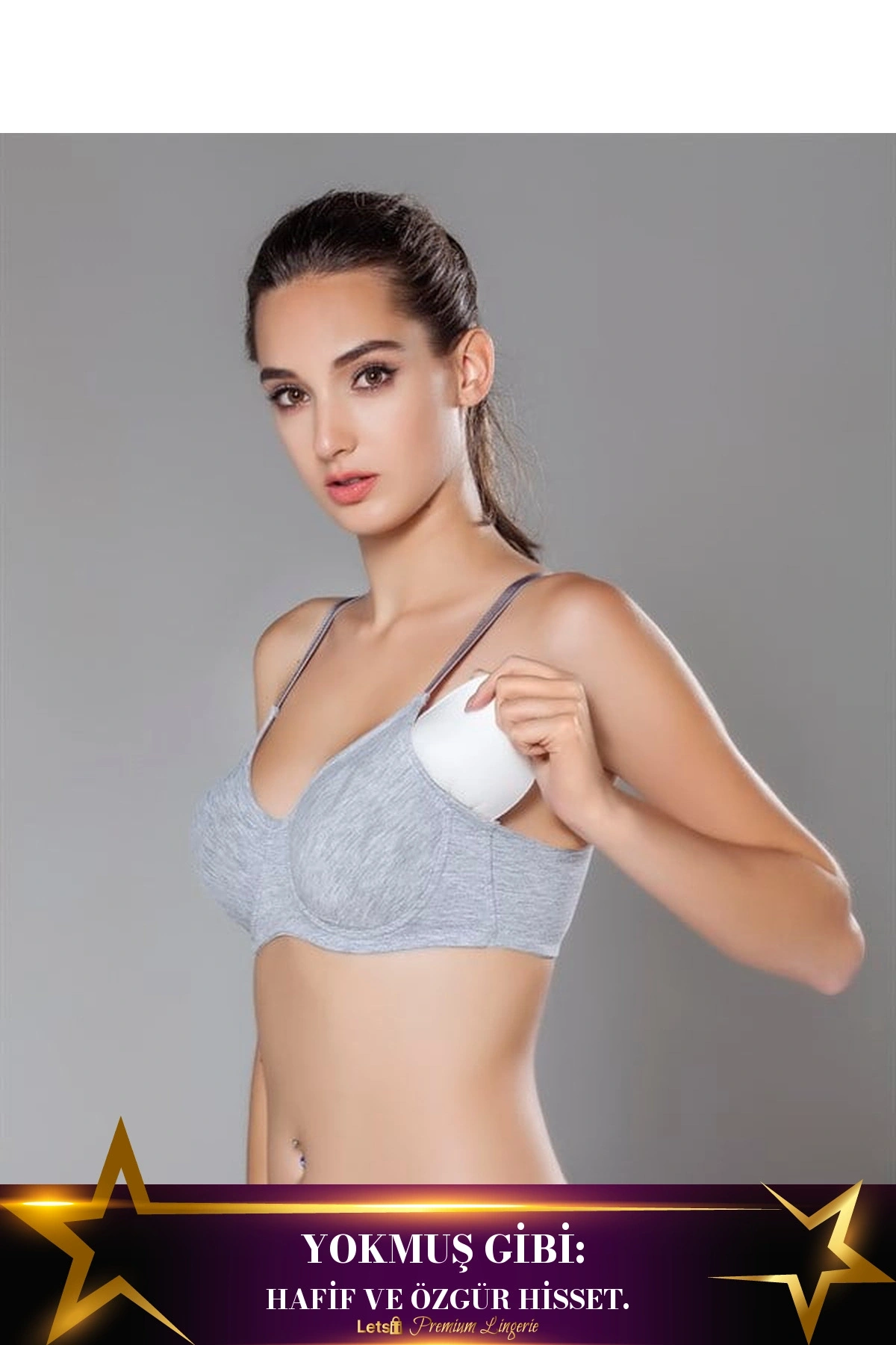 Desteksiz Protez Sütyen Gri Renk