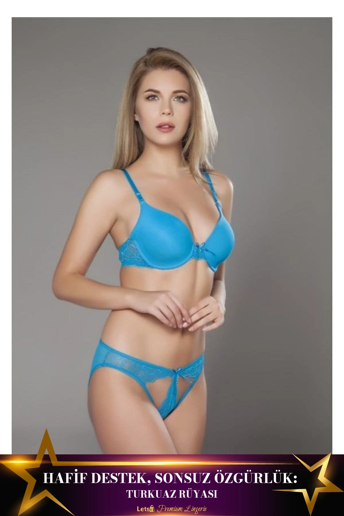 Desteksiz Sütyen Takımı Turkuaz Renk