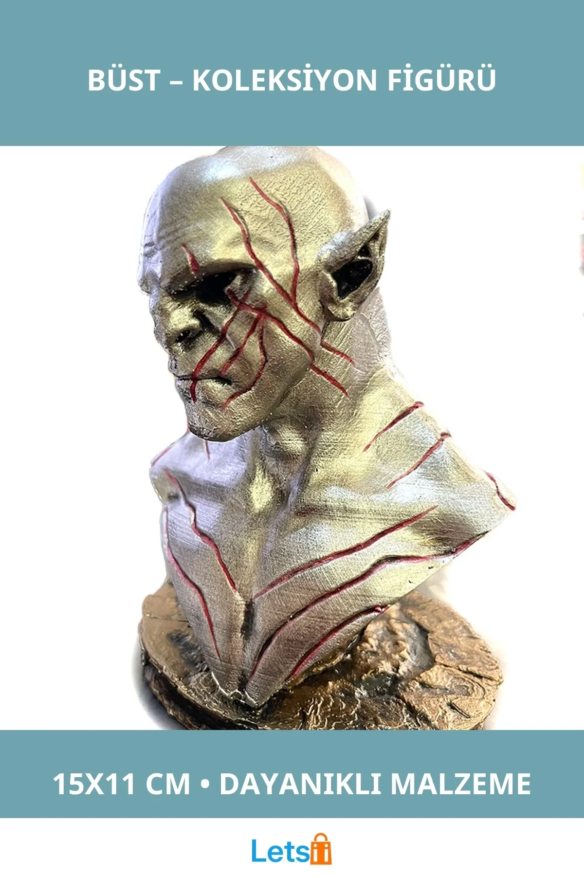 Detaylı Azog Büst Figur 15x11 cm Yüzüklerin Efendisi