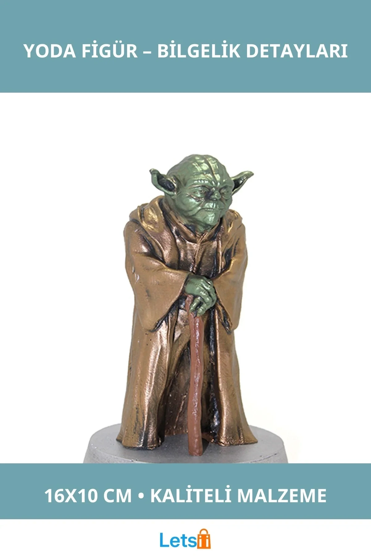 Detaylı İşçilikle Tasarlanmış Yoda Figürü 16x10 cm Dekoratif
