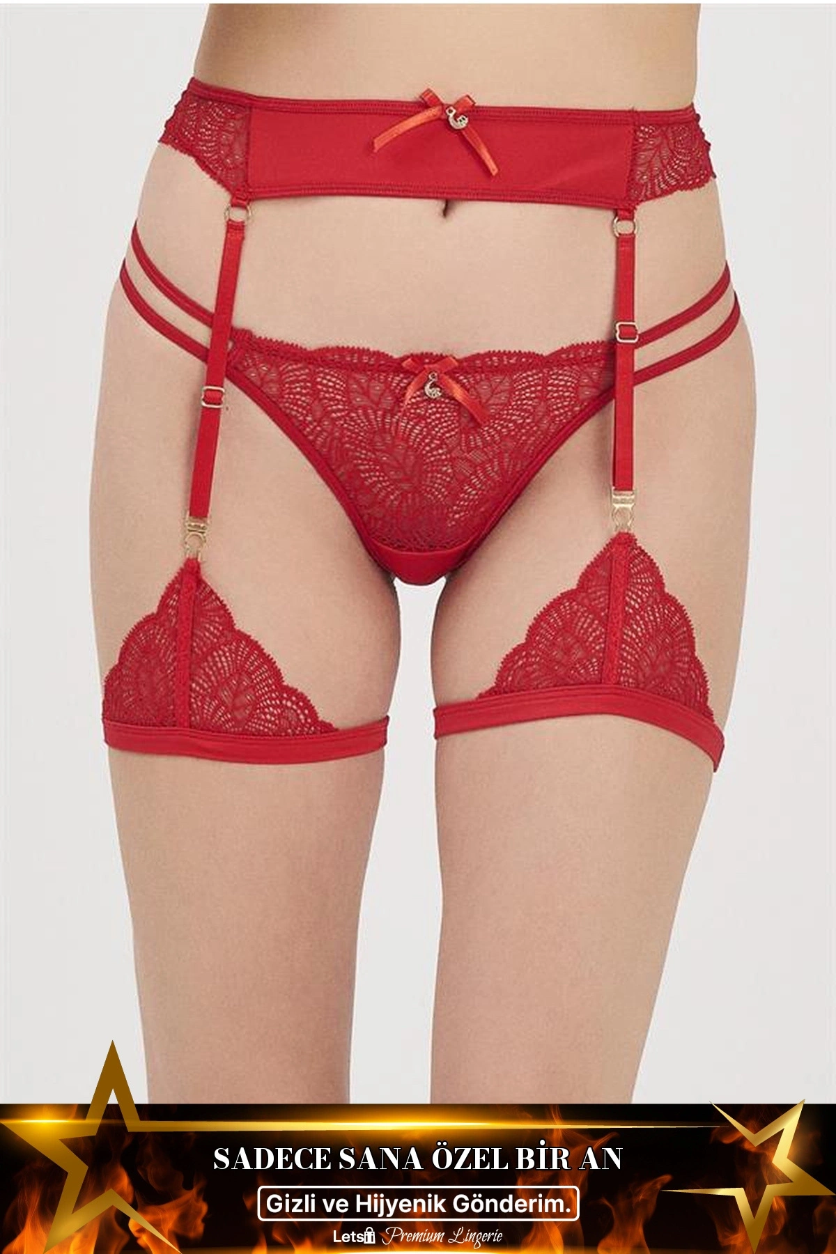 Detaylı Jartiyer Takımı Kırmızı Renk