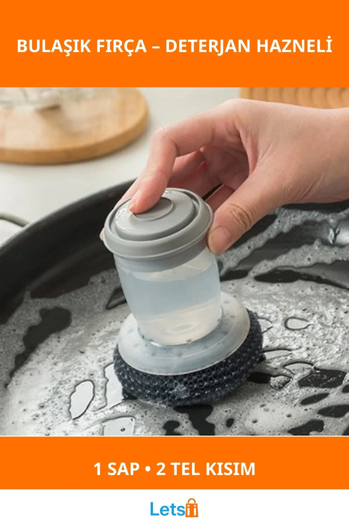 Deterjan Hazneli Ergonomik Telli Bulaşık Fırçası 2 Adet