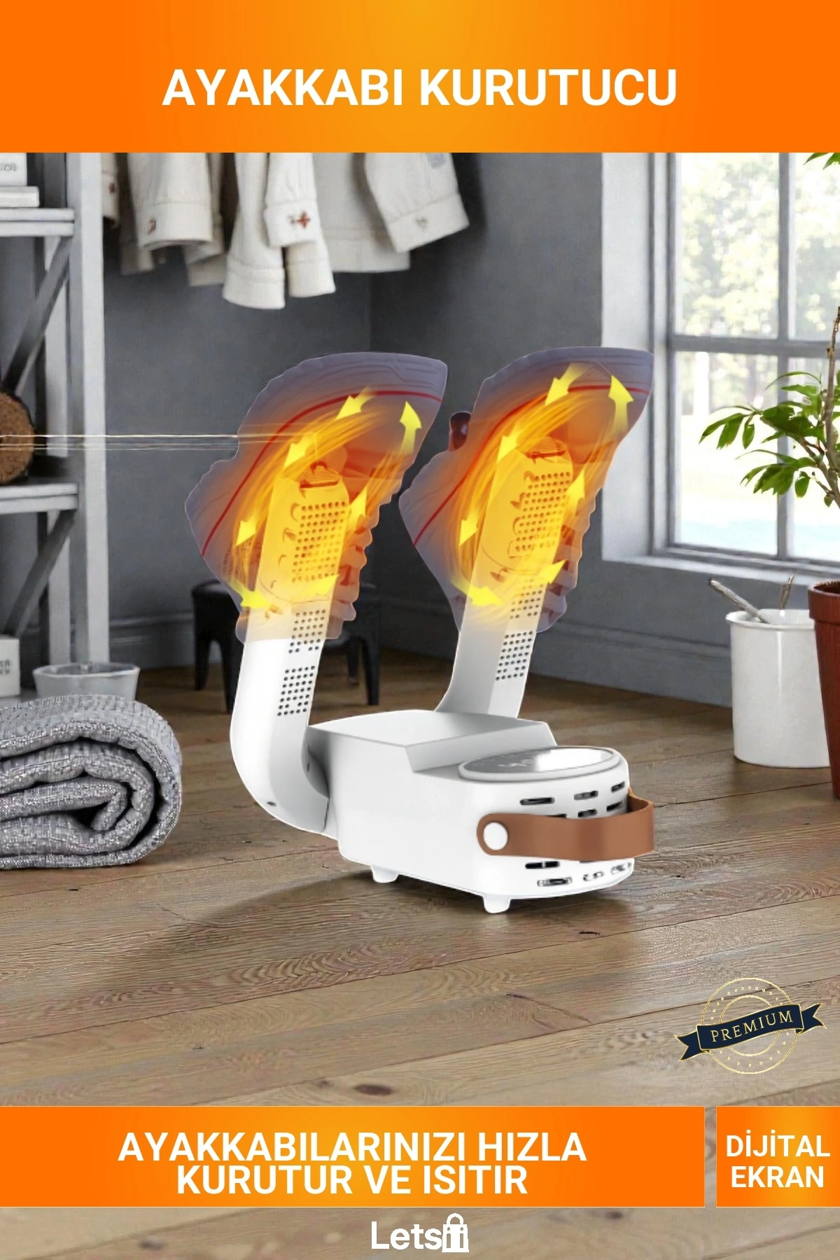 Dijital Ekranlı Zaman Ayarlı 360° Hava Sirkülasyonlu Ayakkabı Çorap Kurutma Makinesi