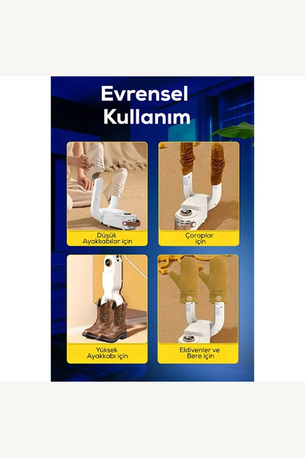 Dijital Ekranlı Zaman Ayarlı 360° Hava Sirkülasyonlu Ayakkabı Çorap Kurutma Makinesi