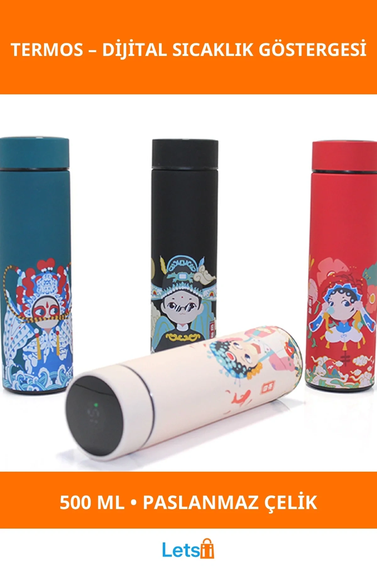 Dijital Göstergeli Paslanmaz Çelik Termos 500 ML