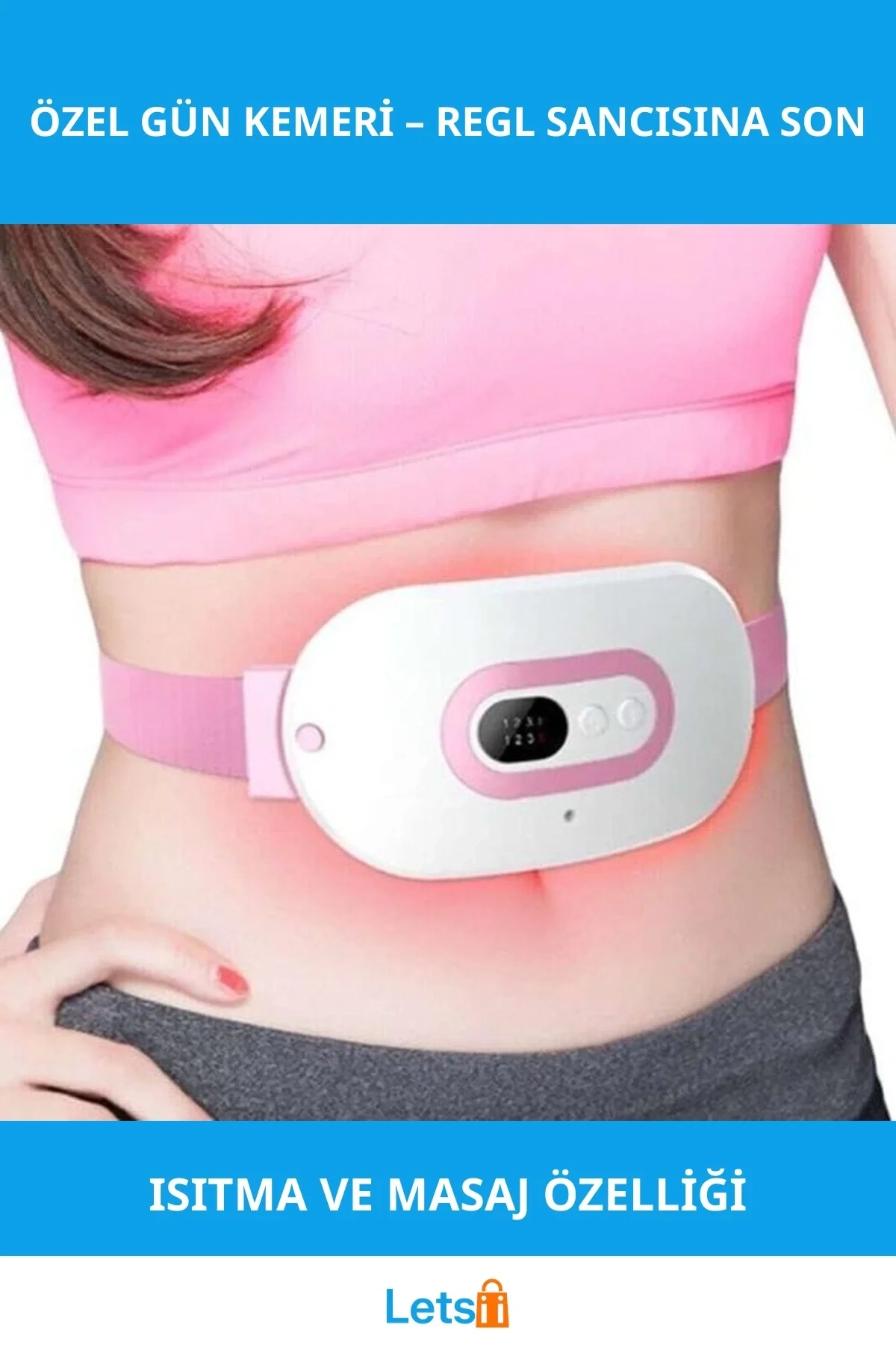 Dijital Regl Ağrısı Rahatlatıcı Isıtıcı ve Masaj Kemeri