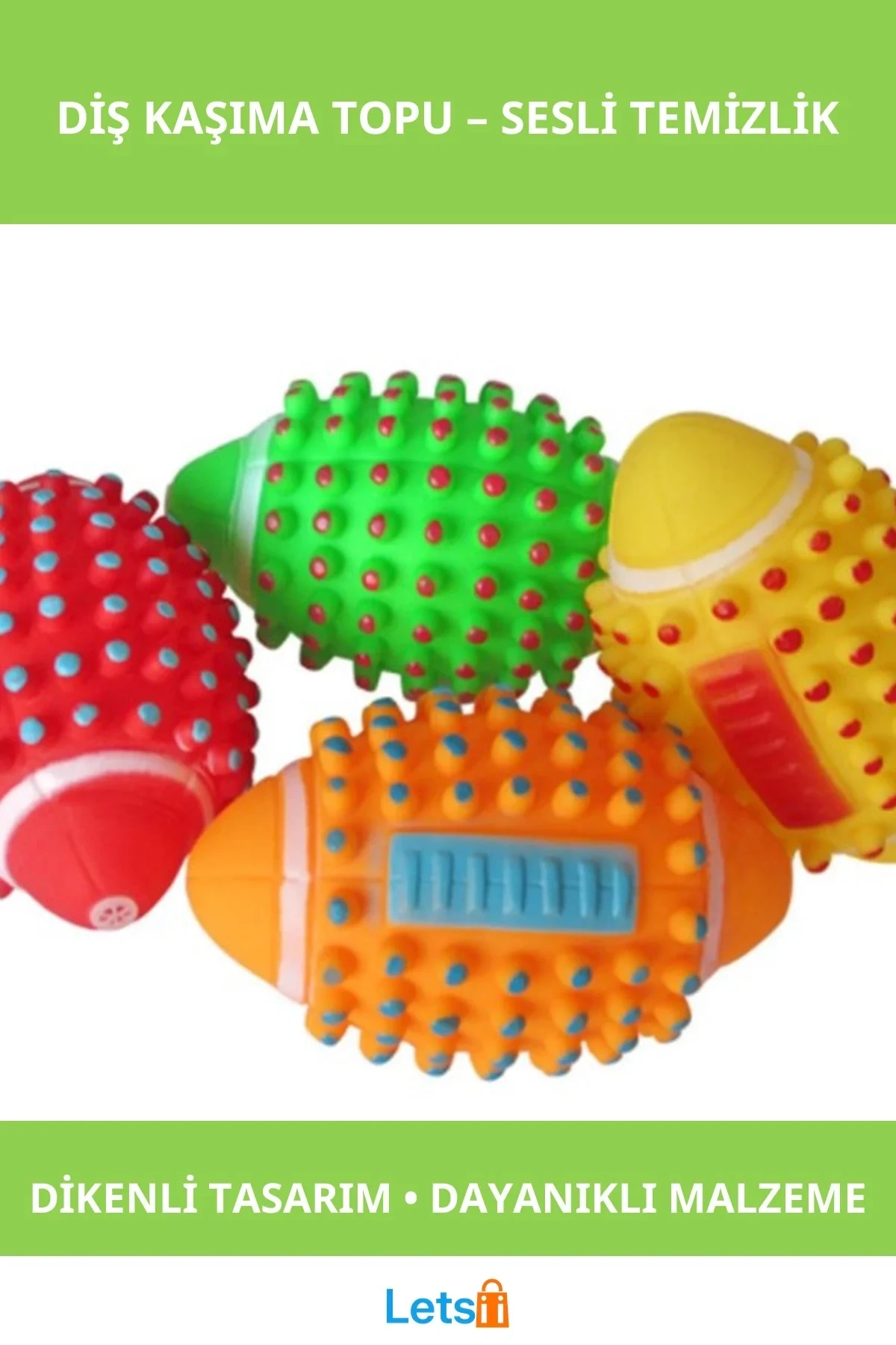 Dikenli Sesli Köpek Diş Kaşıma Topu Dayanıklı ve Eğlenceli