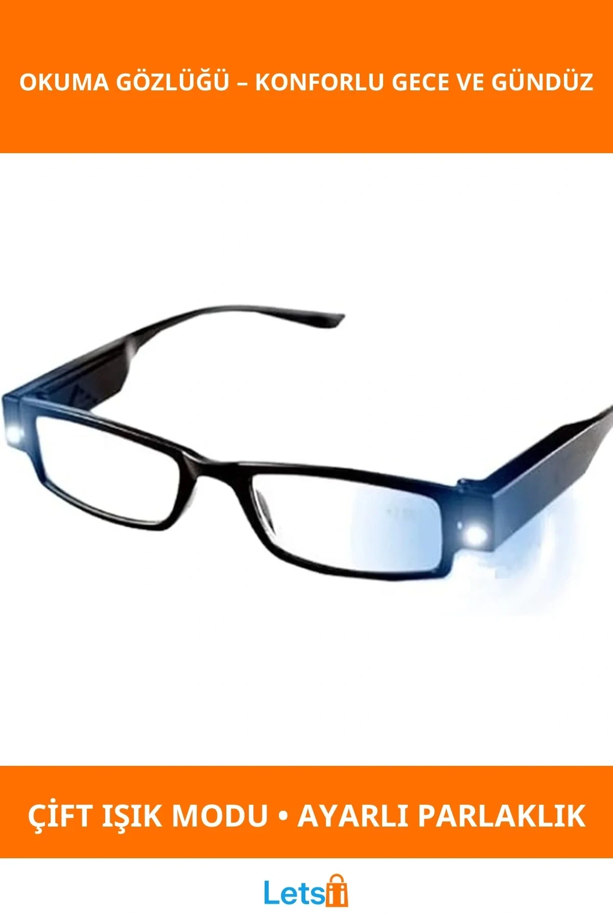 Dinlendirici LED Işıklı Okuma Gözlüğü Gece ve Gündüz Kullanım İçin Pratik Çözüm