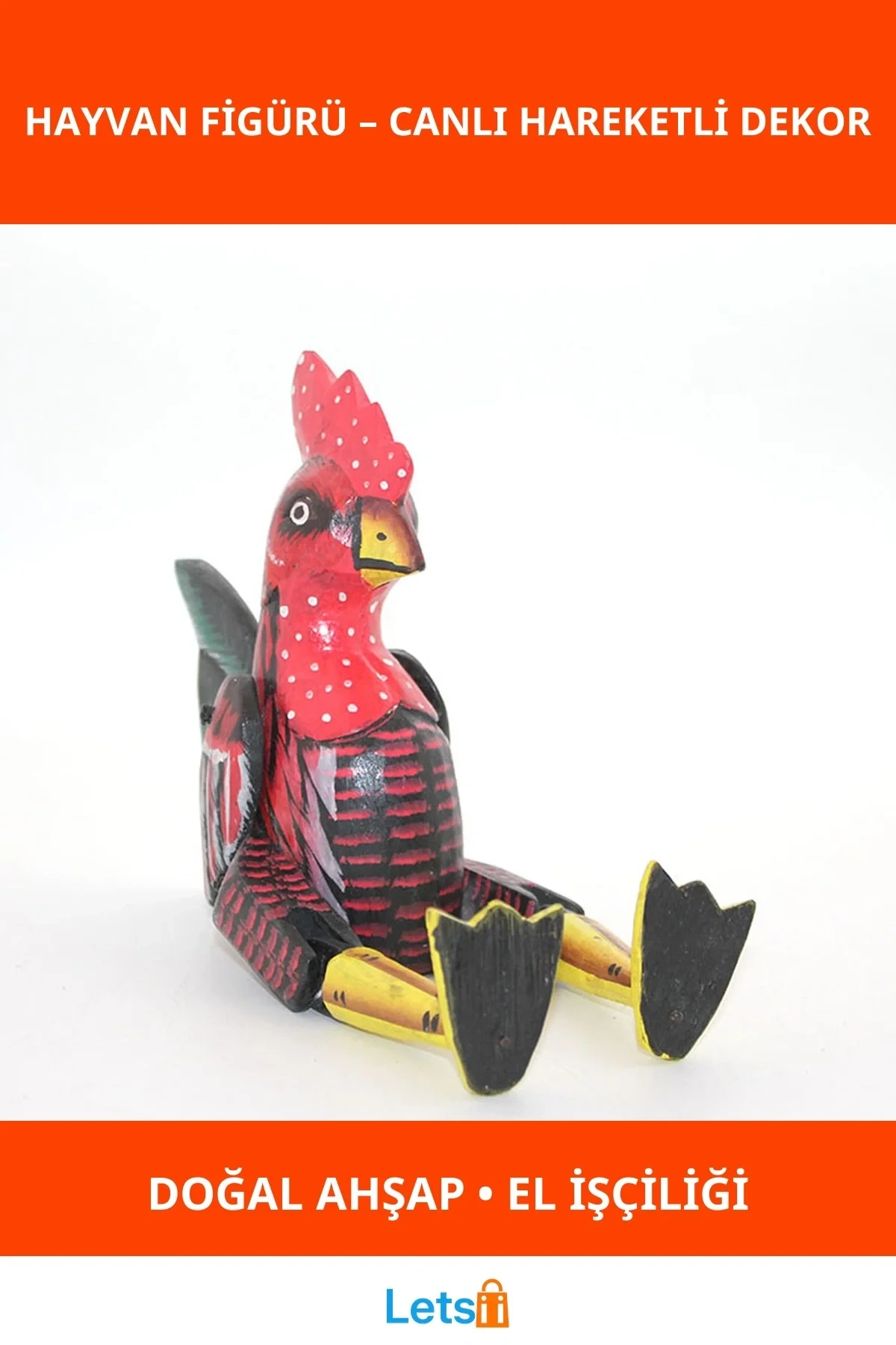 Doğal Ahşap El Yapımı Renkli Sallanan Hayvan Figürü