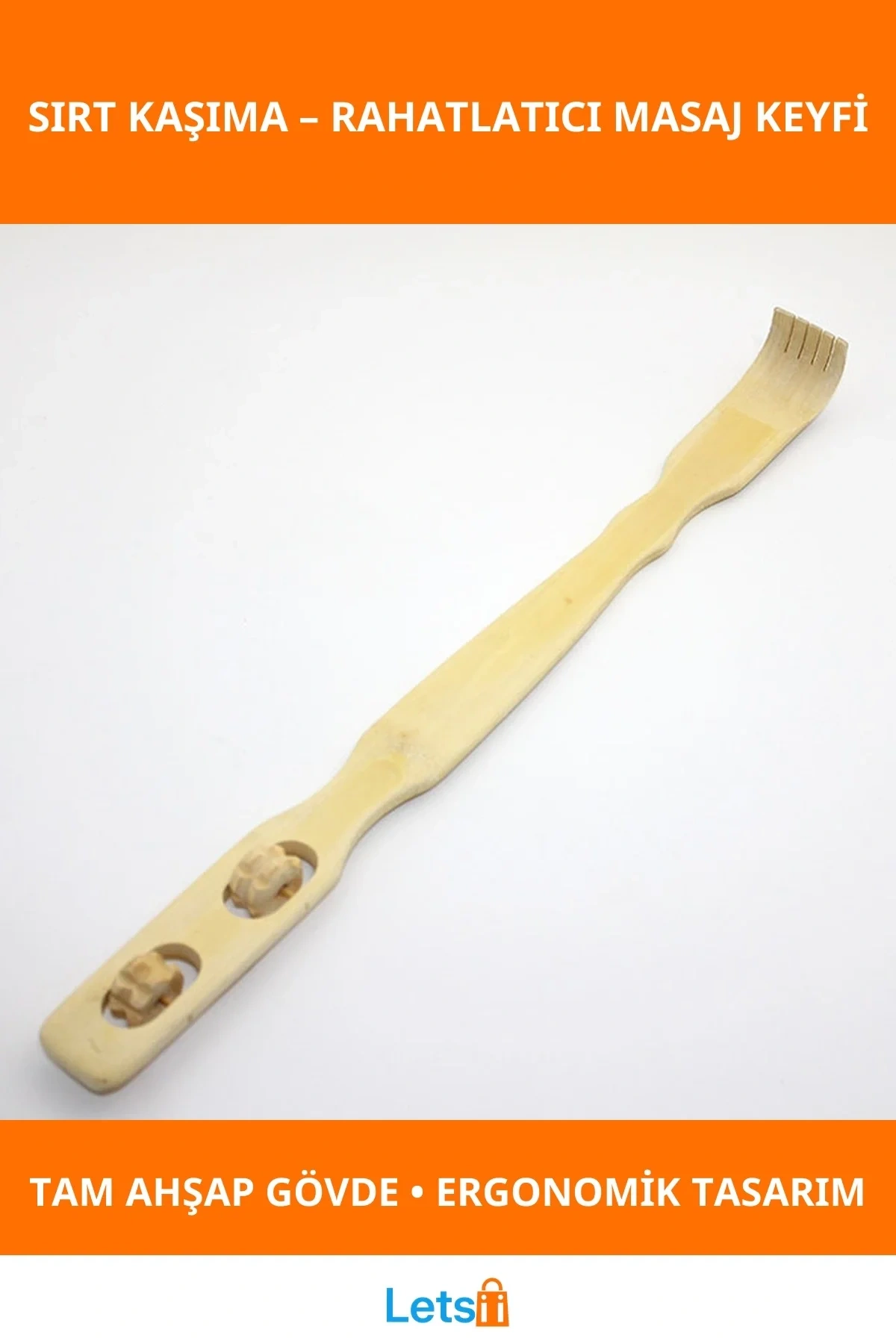 Doğal Ahşap Ergonomik Sırt Kaşıma Rahatlatıcı Alet