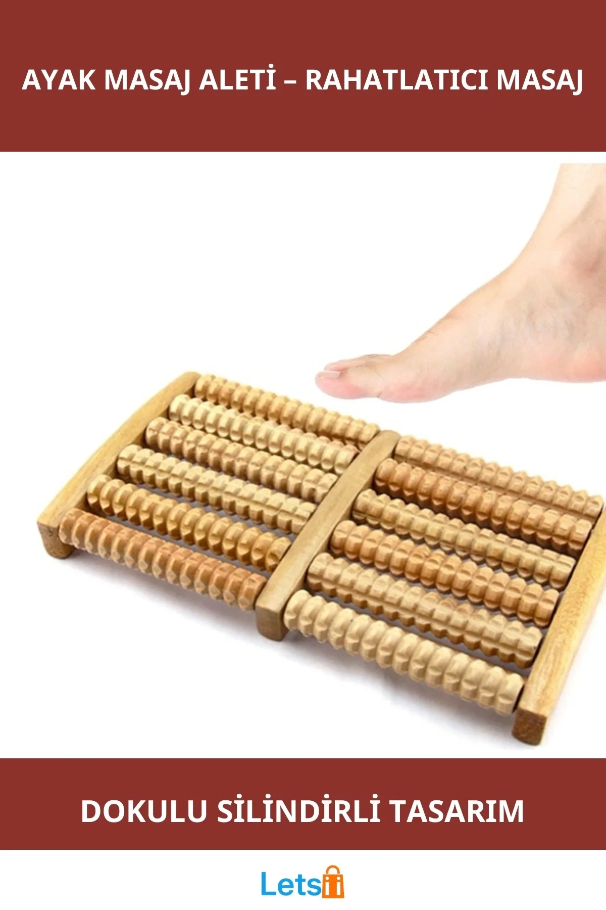 Doğal Ahşap Ergonomik Taşınabilir Ayak Masaj Aleti