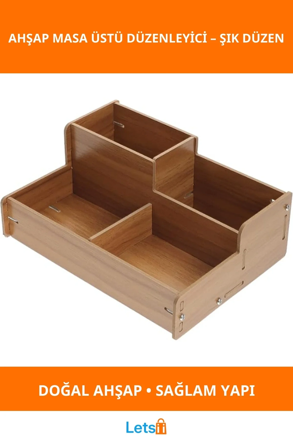 Doğal Ahşap Masa Üstü Düzenleyici Kutu