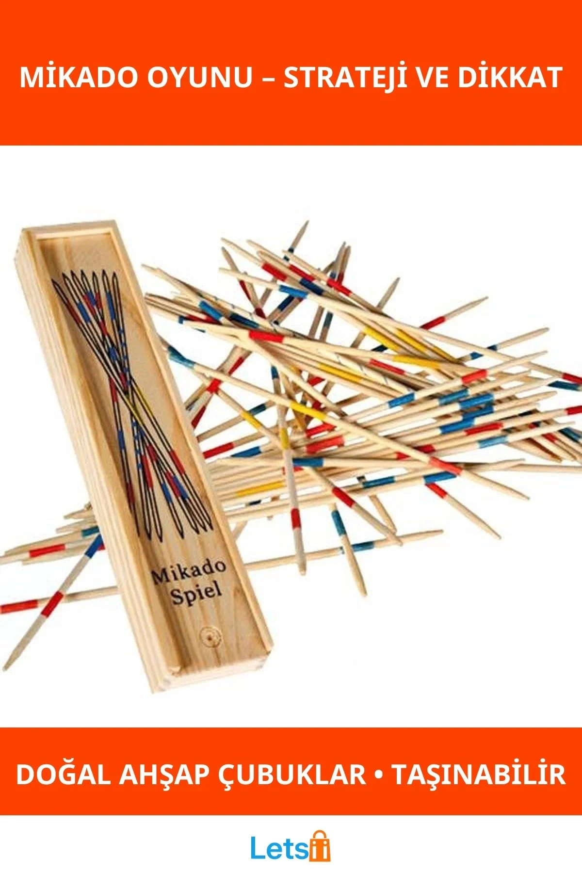 Doğal Ahşap Mikado Oyun Seti Eğlenceli Dikkat Geliştirme Oyunu
