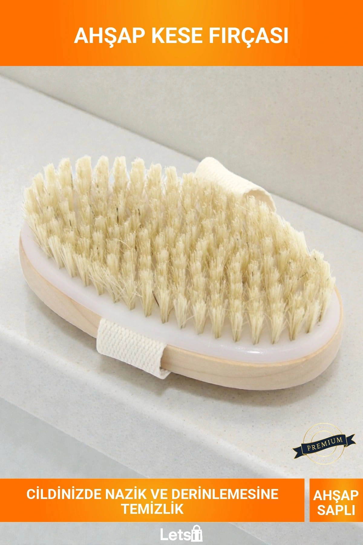 Doğal Ahşap Saplı Yumuşak Kıllı Ergonomik Vücut Kese Banyo Fırçası