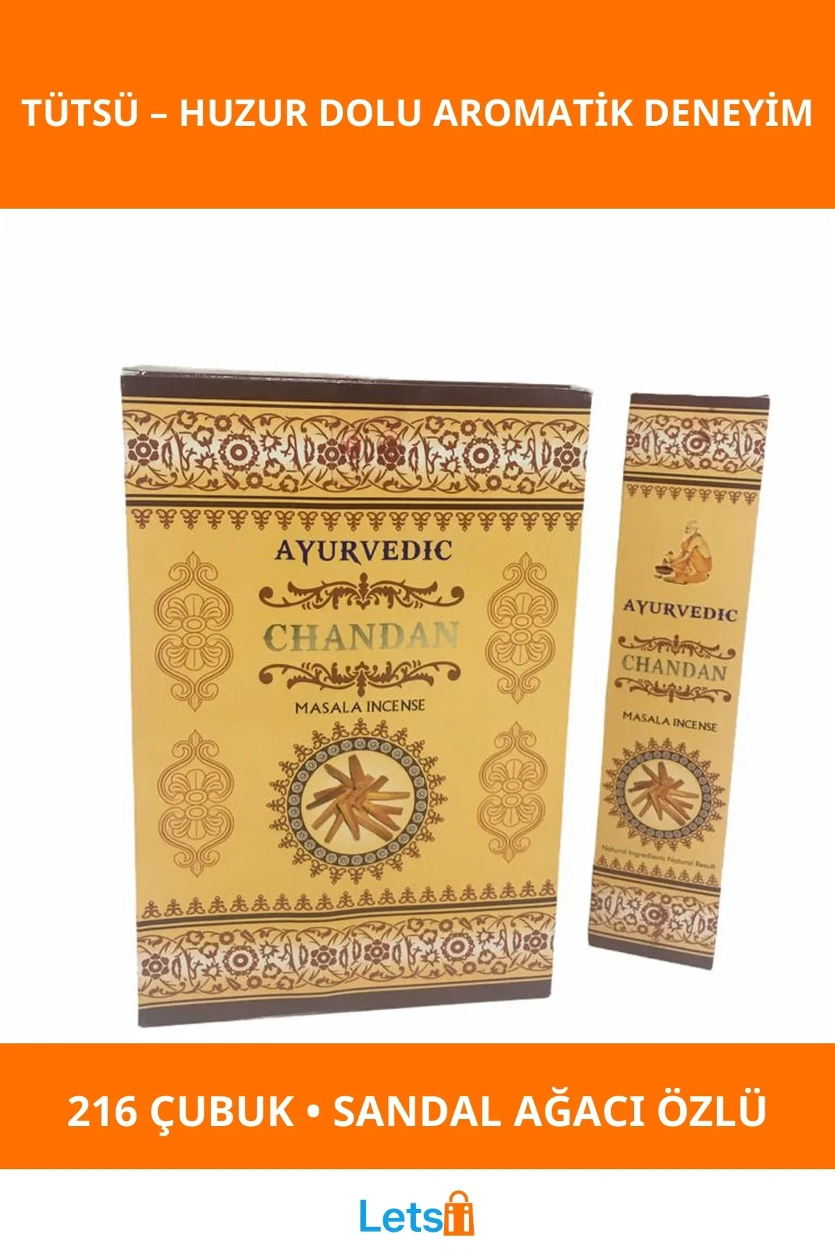 Doğal Ayurvedic Chandan Aromalı Tütsü 12 Kutu 18 Adet