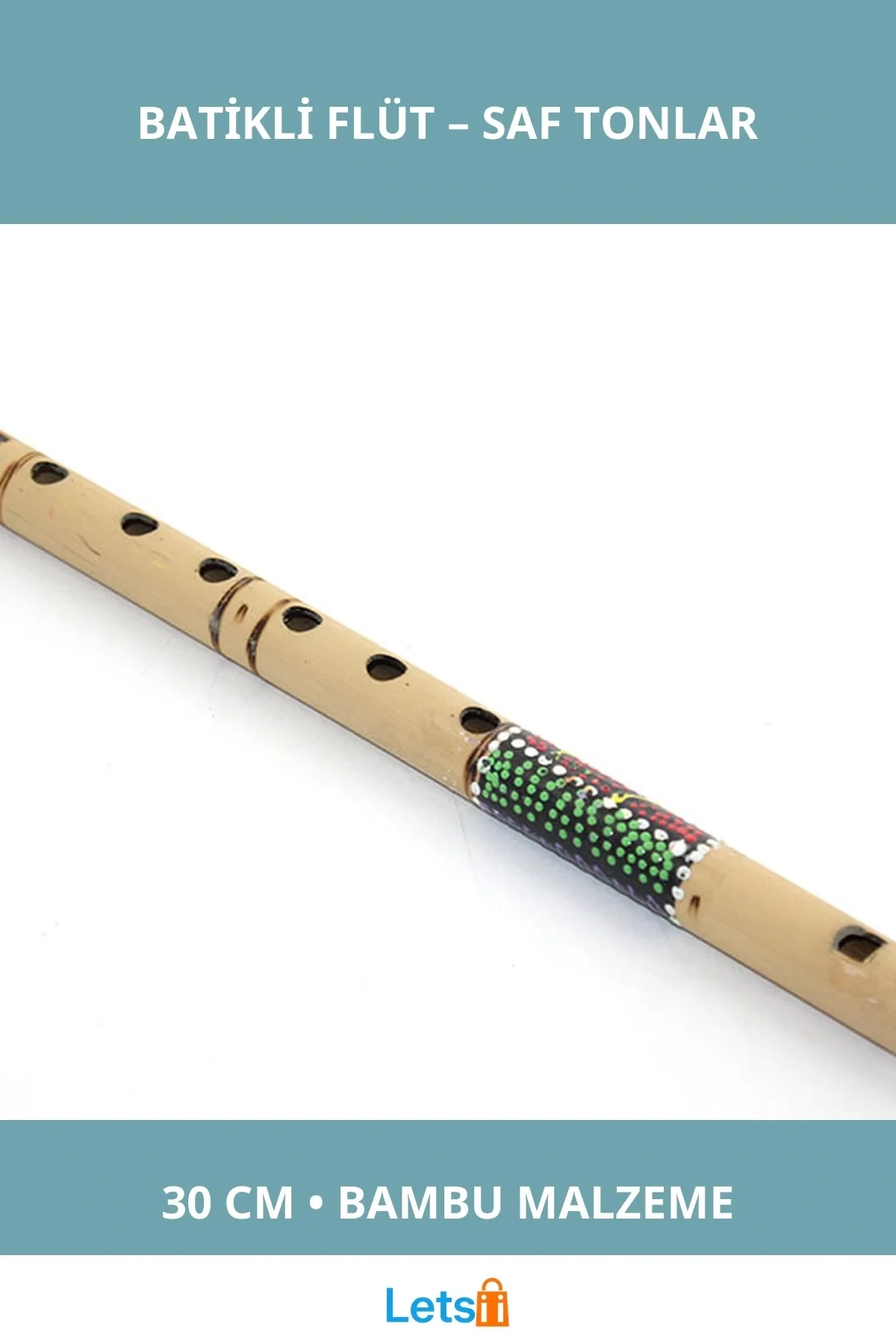 Doğal Bambu Batikli Flüt 30 Cm Şık ve Hafif Müzik Aleti