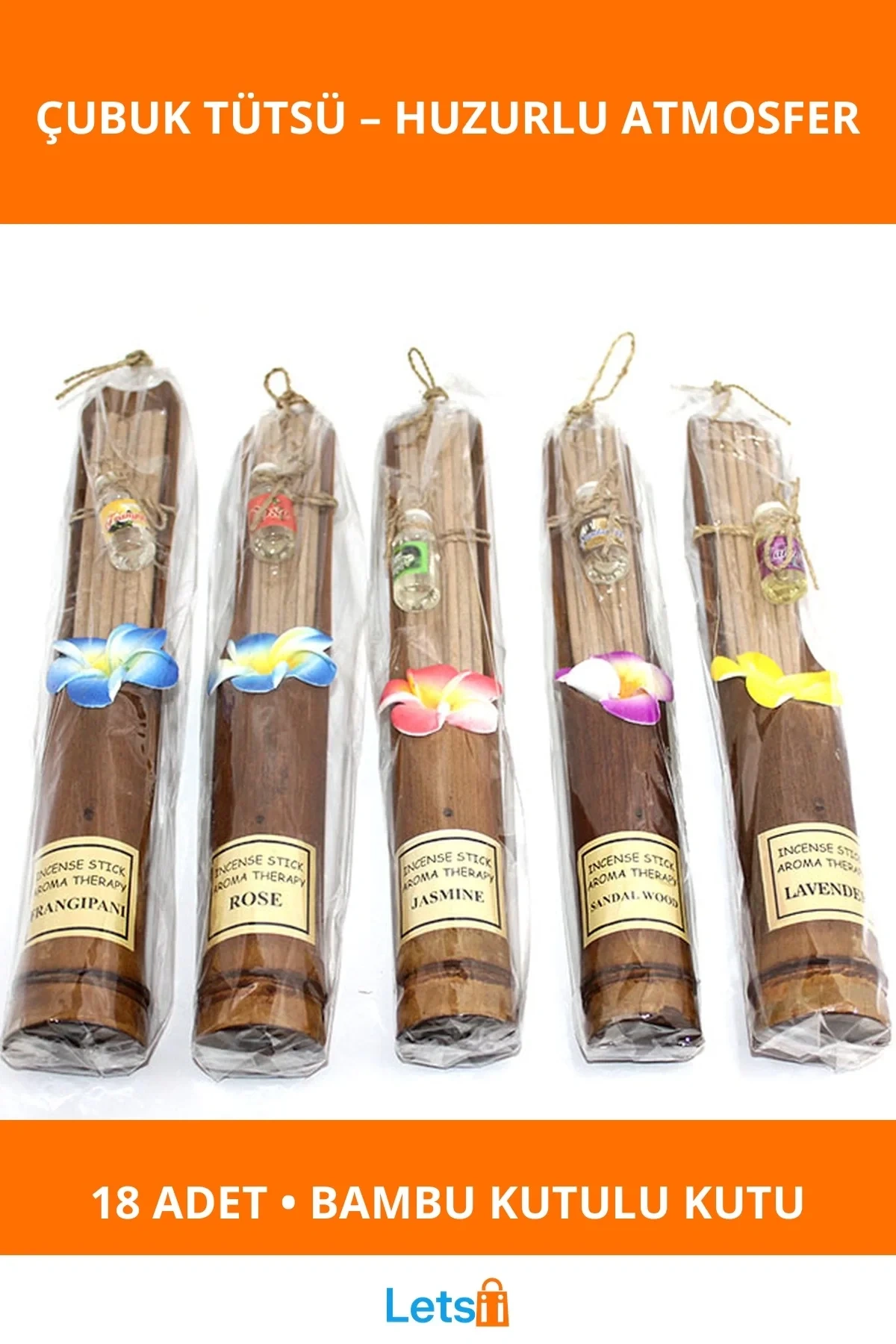 Doğal Bambu Kutulu 18 Adet Çubuk Tütsü