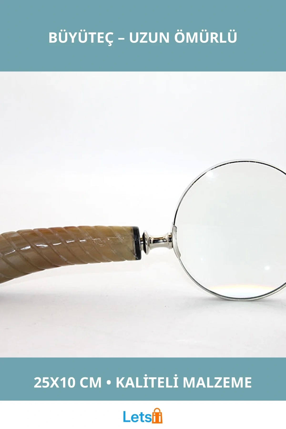 Doğal Boynuz Sapı ile Şık Ergonomik Büyüteç 25x10 cm