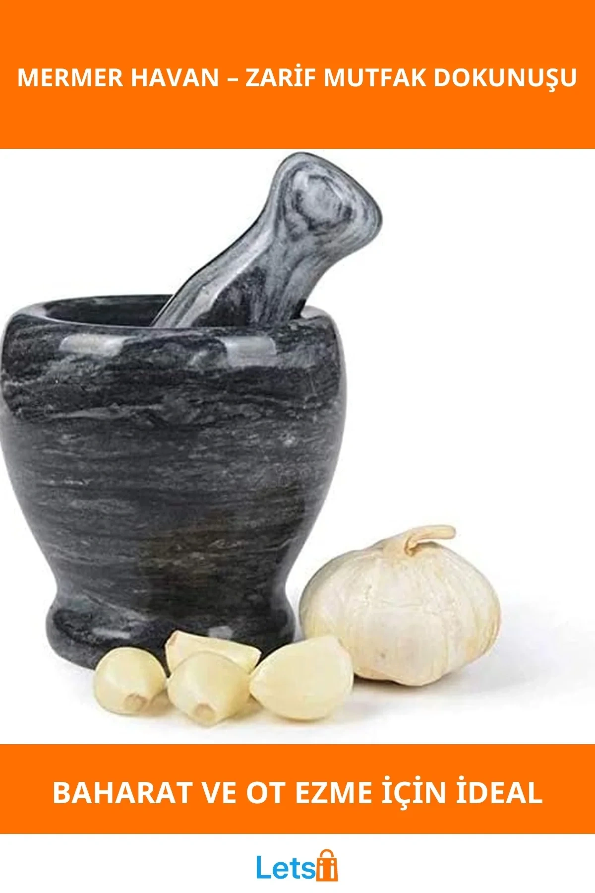 Doğal Cilalı Mermer Havan Zarif Mutfak Aksesuarı