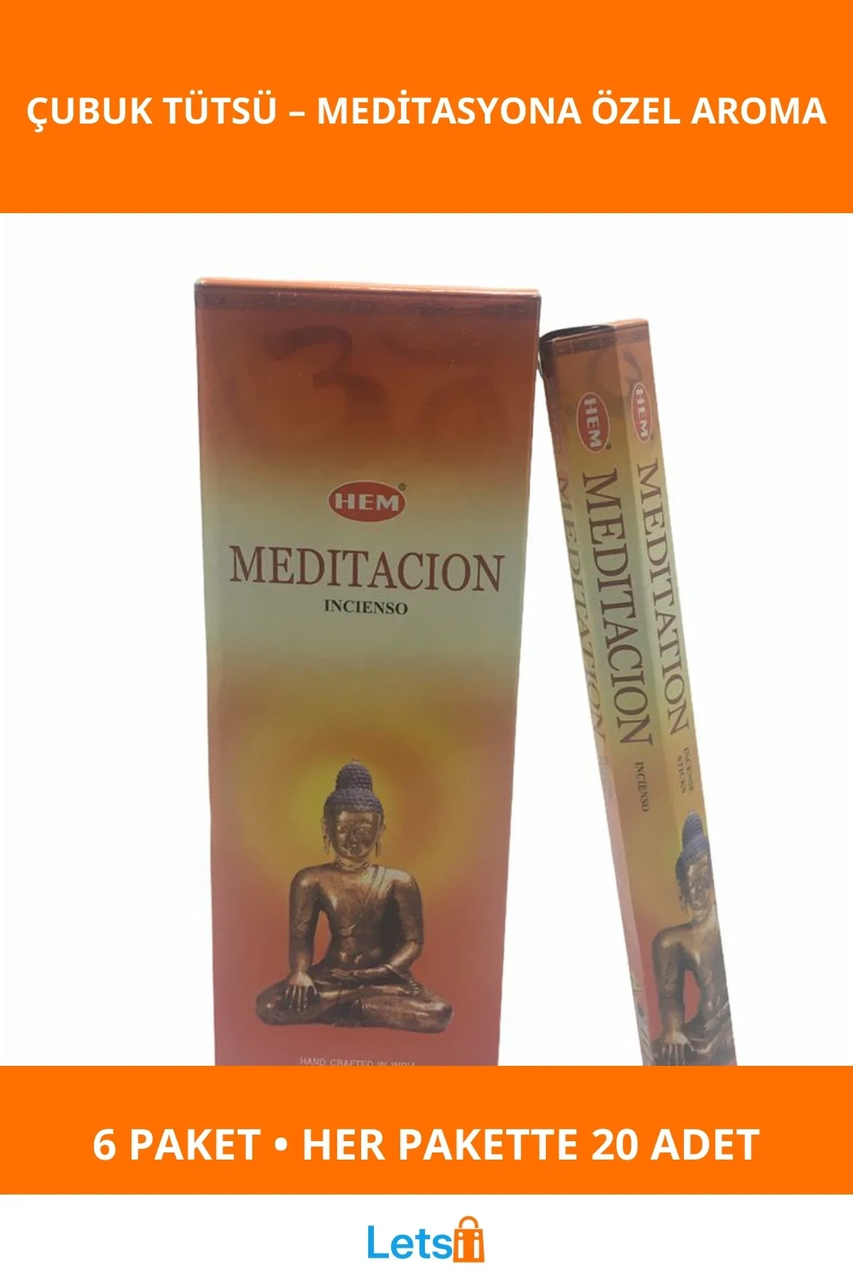 Doğal Huzur Verici HEM Meditation Aromalı Çubuk Tütsü 6 Paket 20 Adet