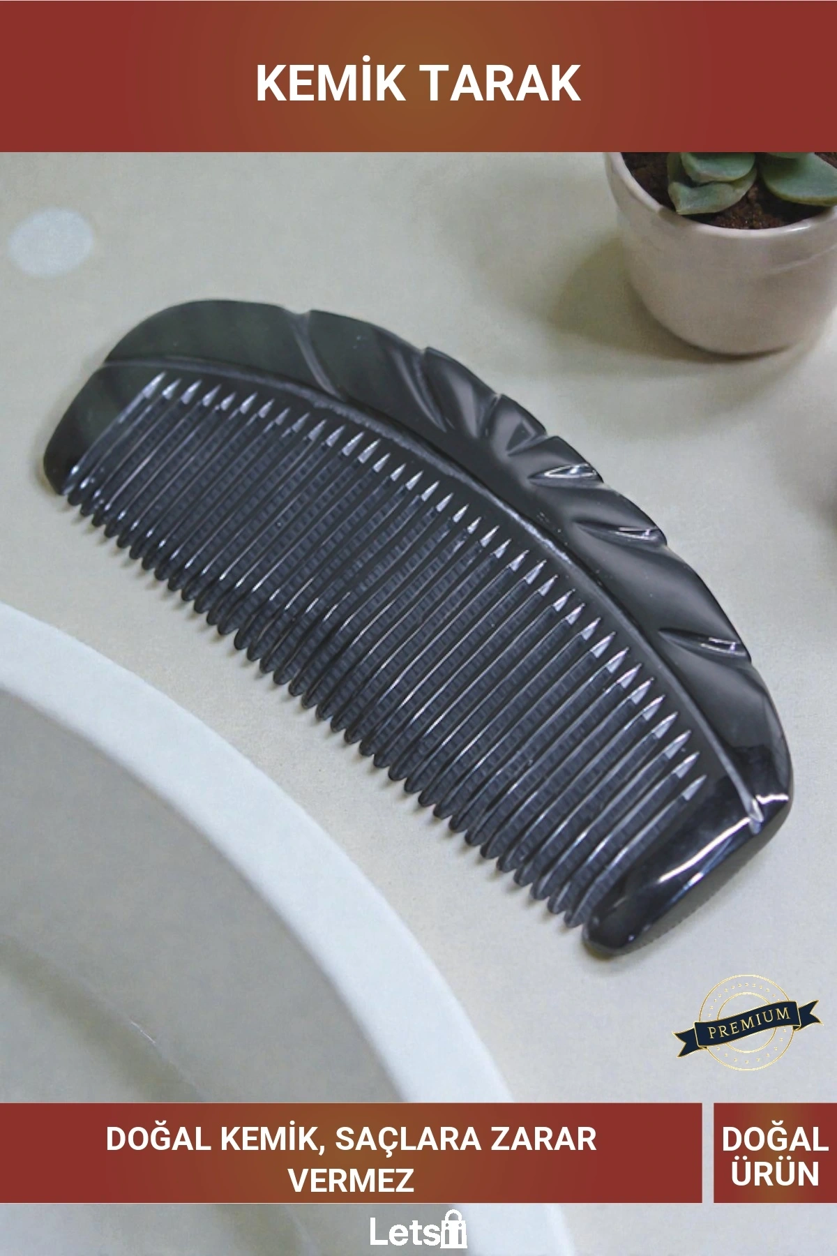 Doğal Kemik Saç Tarağı Antistatik Elektriklenme Önleyici Tarak