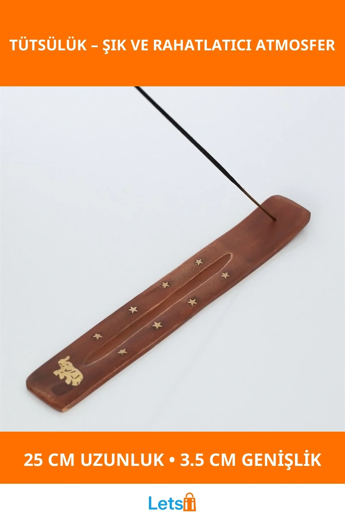 Doğal Maun Ahşap Kayık Tütsülük 25 cm