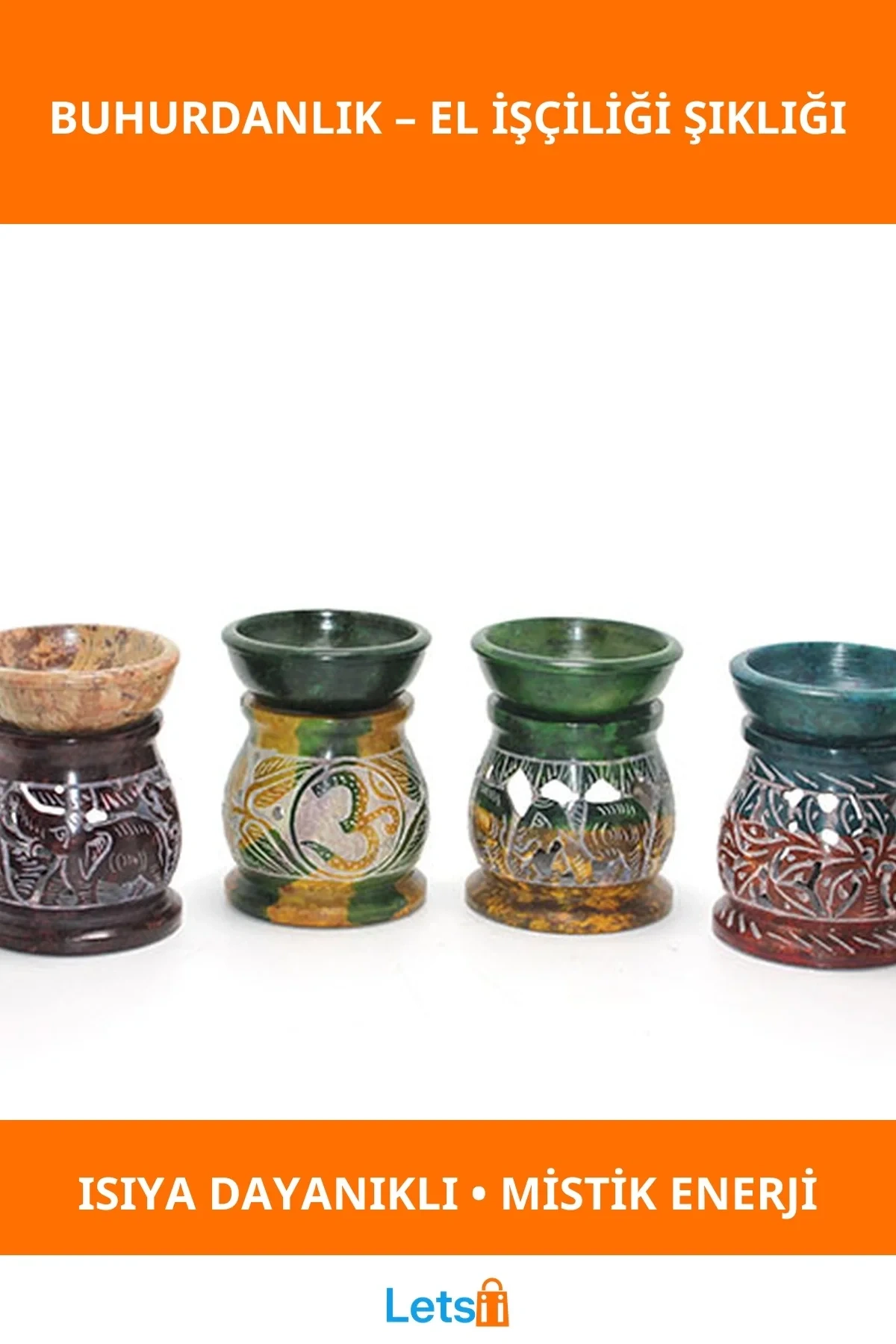 Doğal Obsidian Taşı Buhurdanlık El Yapımı Şık Tasarım