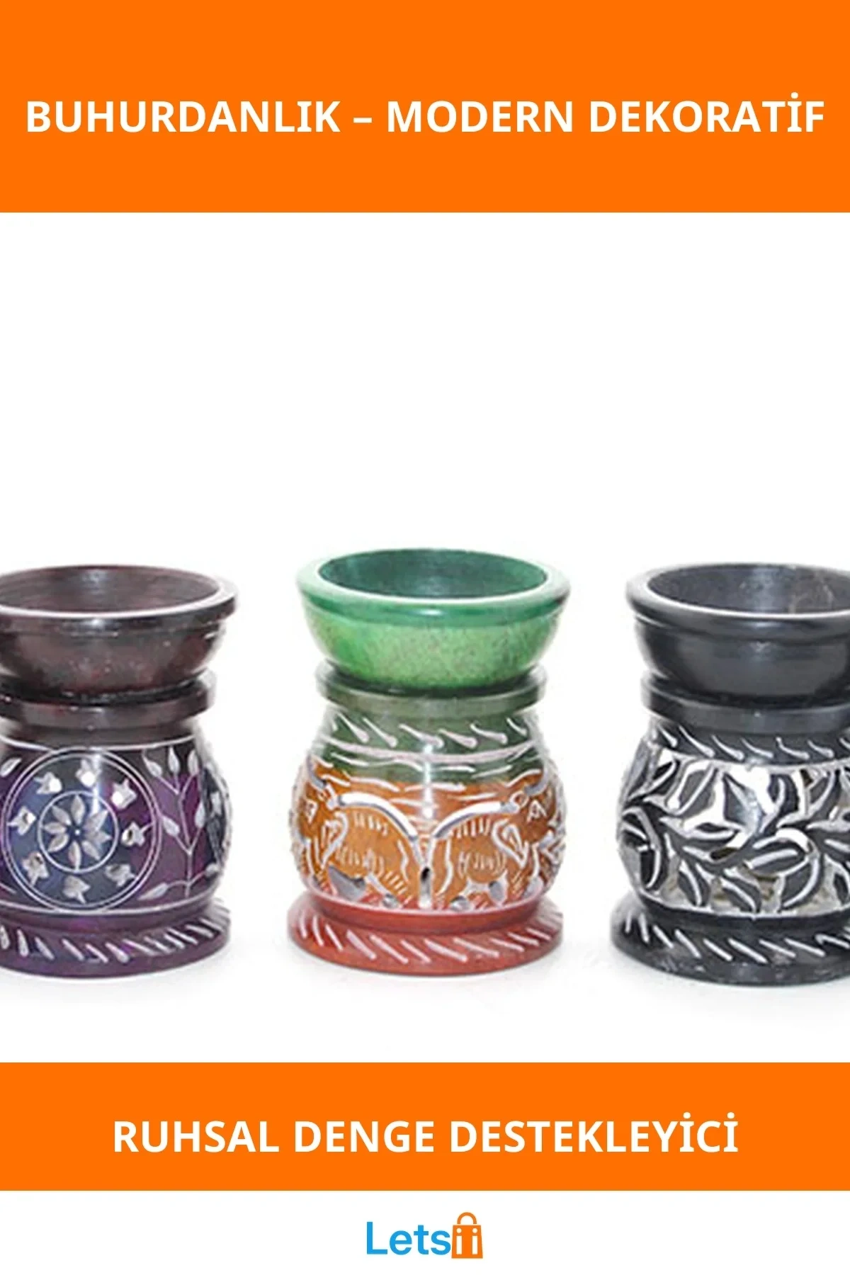 Doğal Obsidian Taşı Buhurdanlık Estetik Tasarım 1 Adet