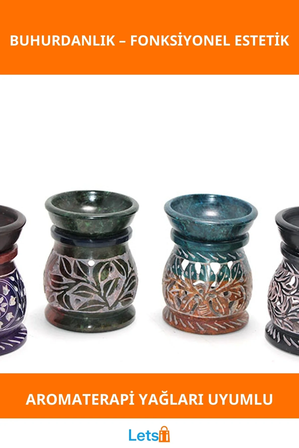 Doğal Obsidian Taşı Buhurdanlık Şık Tasarım Aromaterapi Aksesuarı