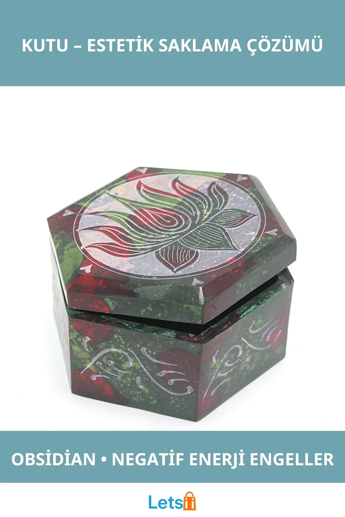 Doğal Obsidian Taşı Dekoratif Saklama Kutu