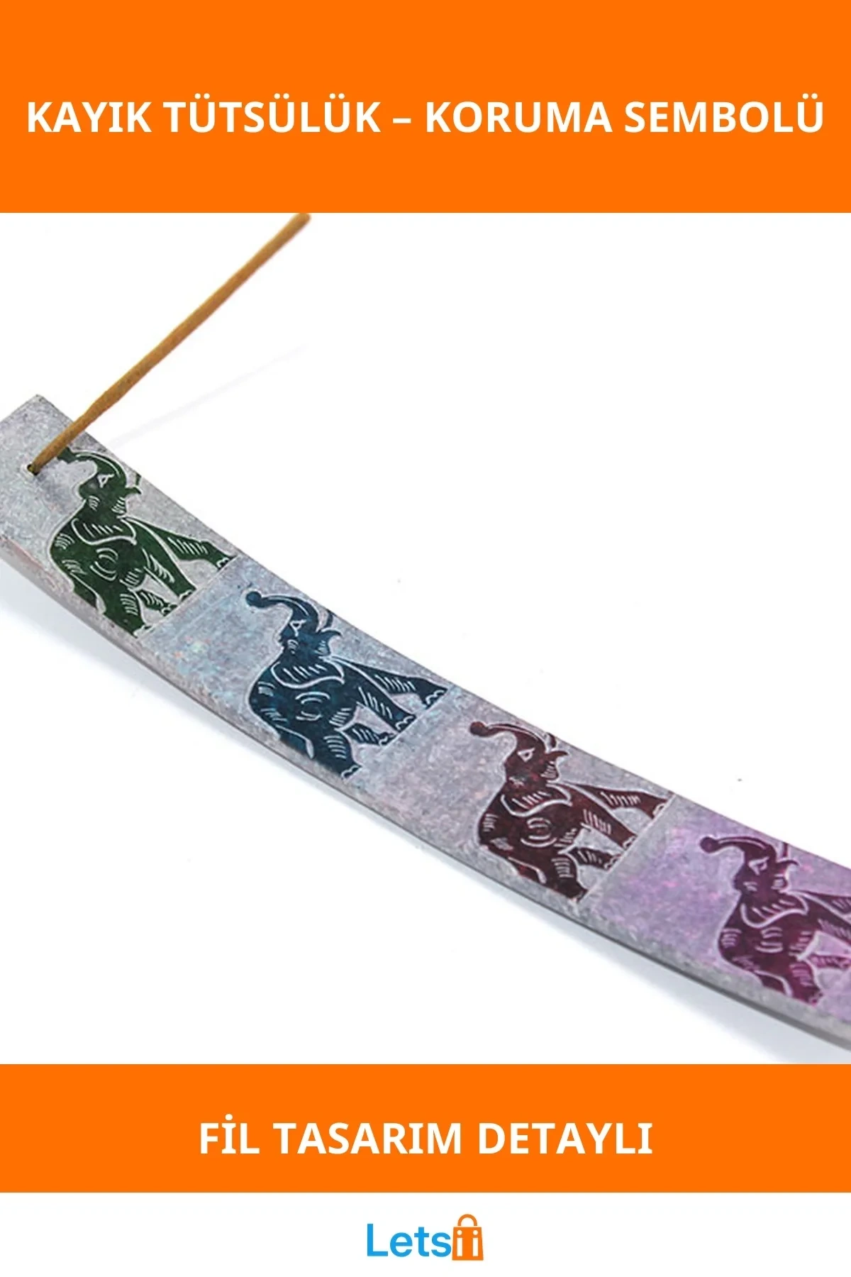 Doğal Obsidian Taşı Fil Tasarımlı Kayık Tütsülük