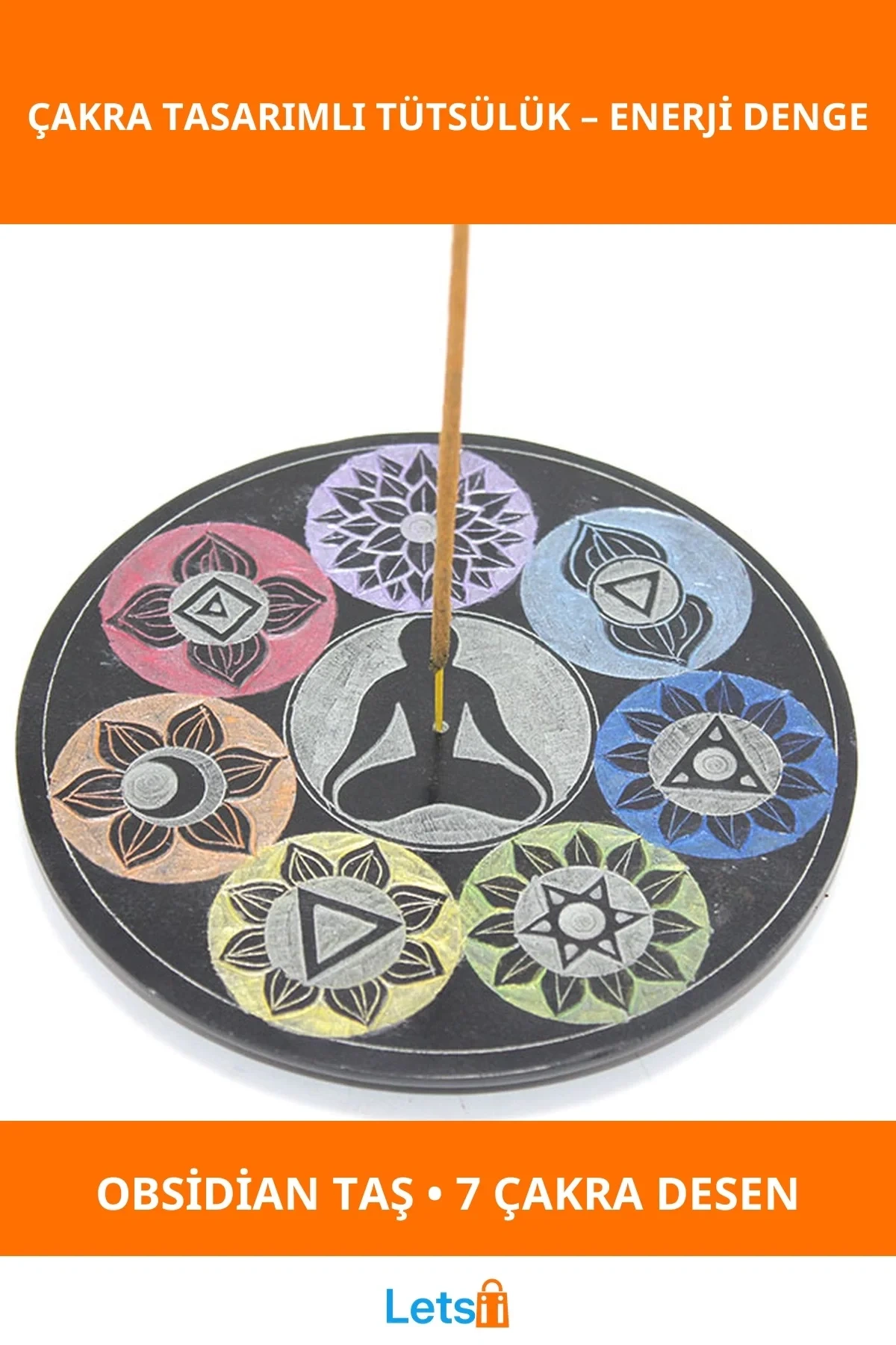 Doğal Obsidian Taşı ile 7 Çakra Tasarımı Tütsülük