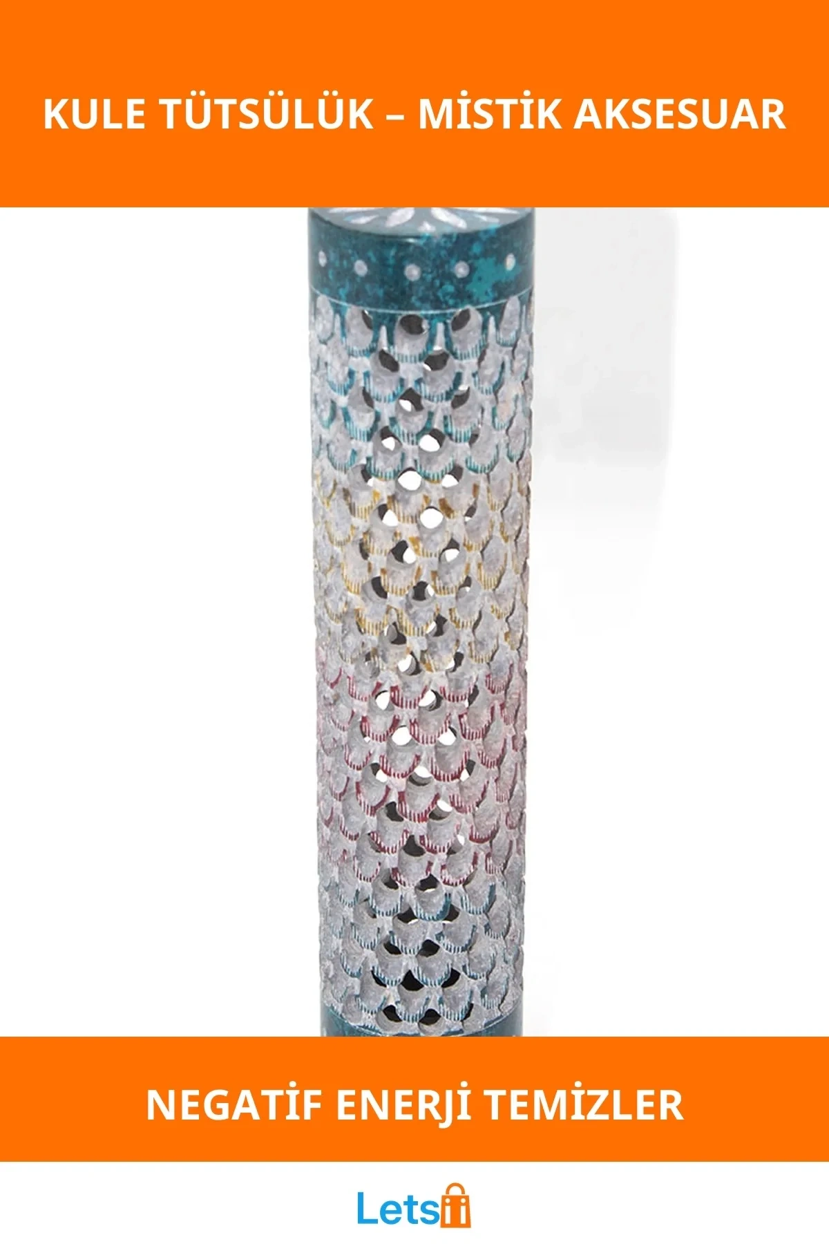 Doğal Obsidian Taşı İşlemeli Kule Tütsülük Zarif Dekoratif Obje