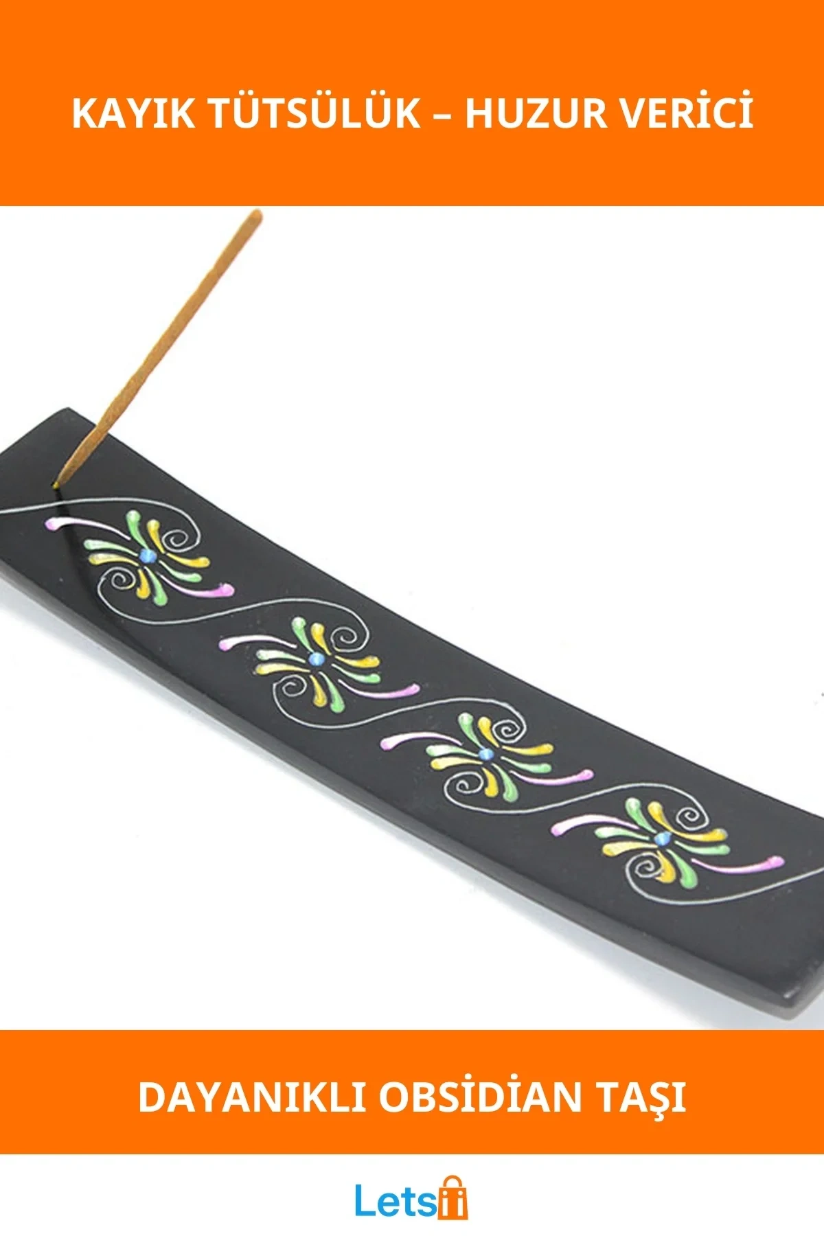 Doğal Obsidian Taşı Kayık Şık Tütsülük