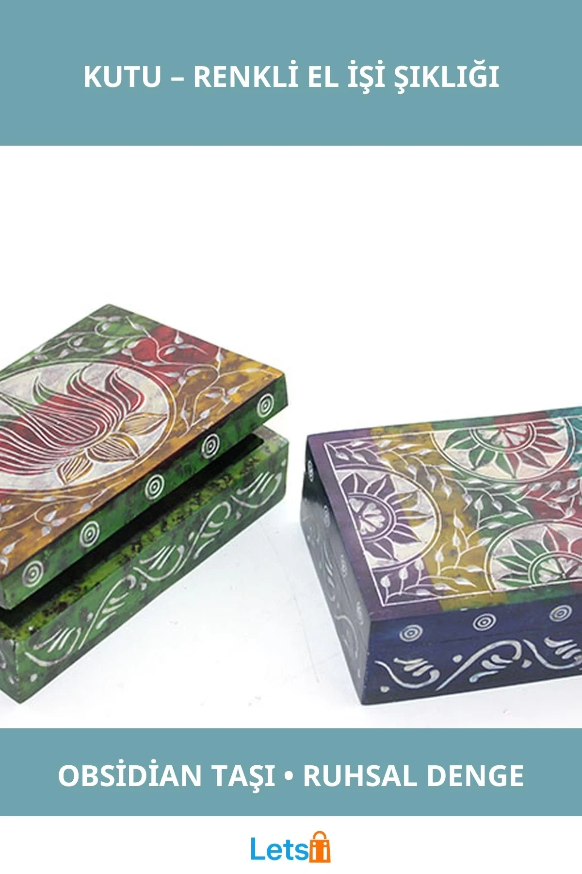 Doğal Obsidian Taşı Renkli Süslü Dekoratif Kutu