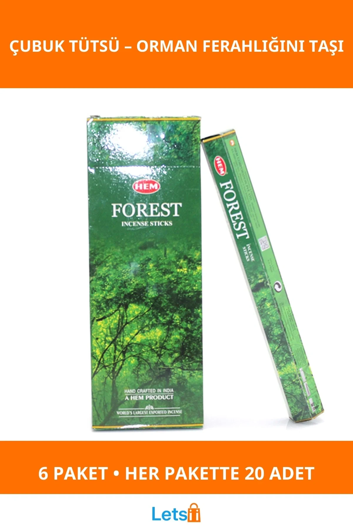 Doğal Orman Ferahlığı Aromalı Çubuk Tütsü 6 Paket 120 Adet