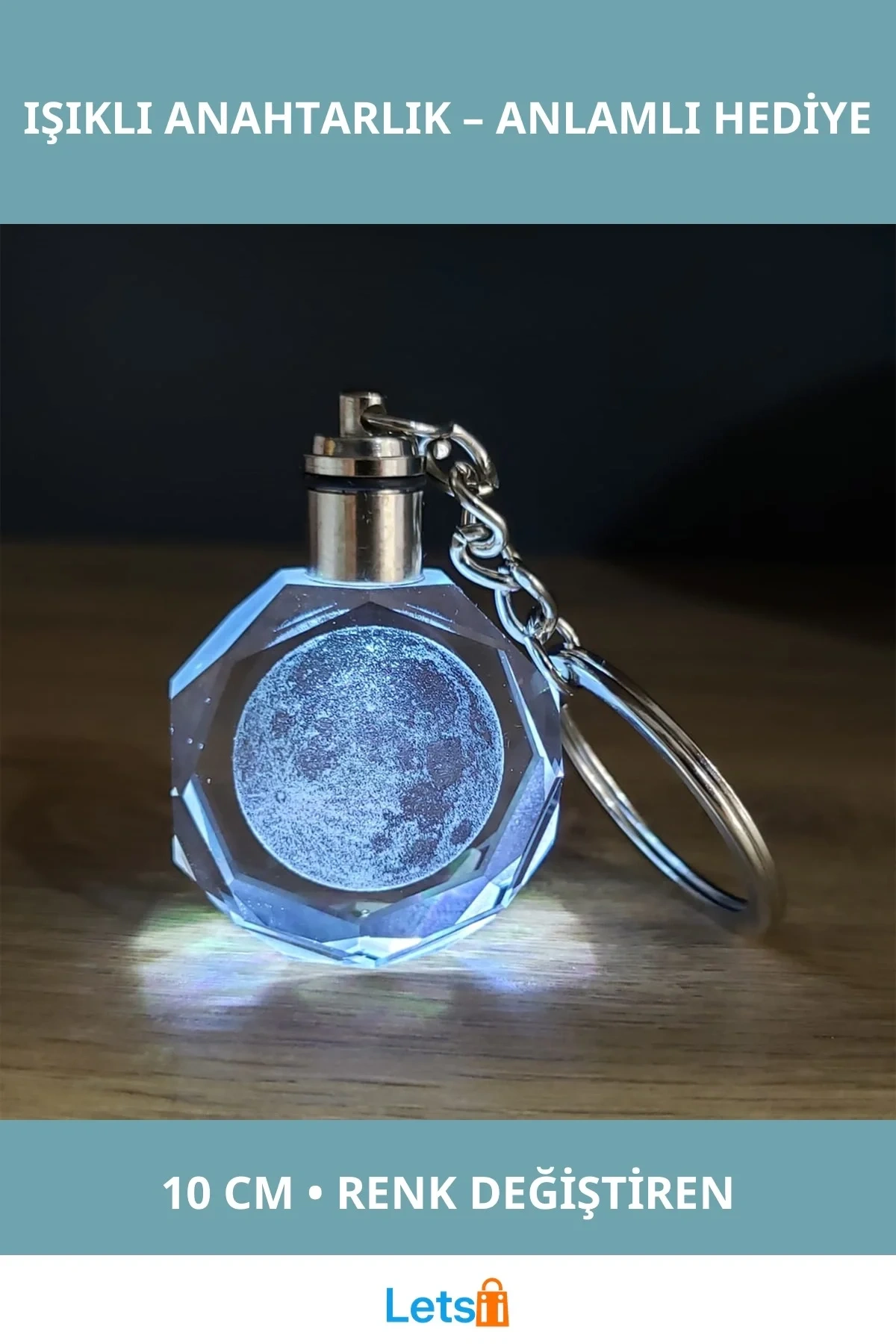 Dolunay Tasarımlı Işıklı Anahtarlık 10 cm