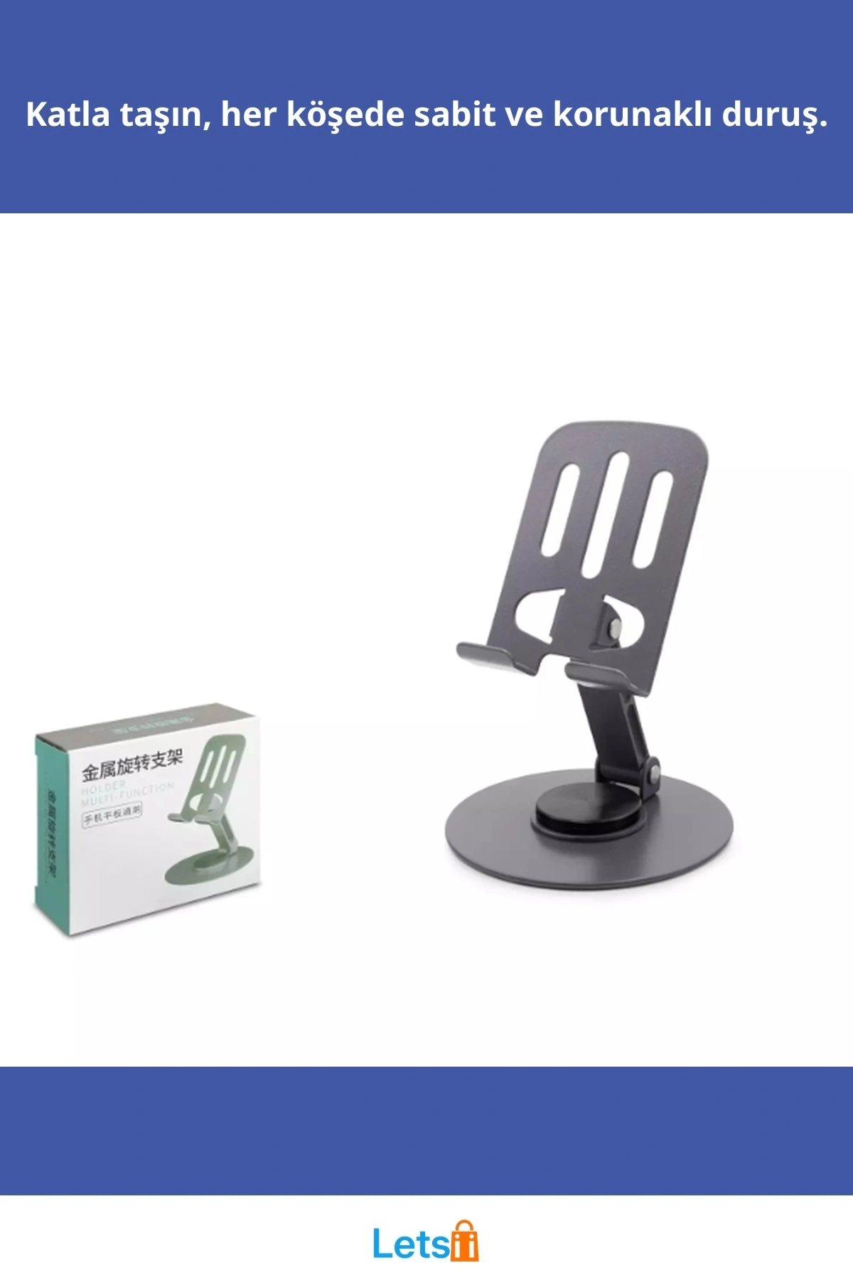 Dönebilir Katlanabilir Alüminyum Metal Masaüstü Telefon Tutucu