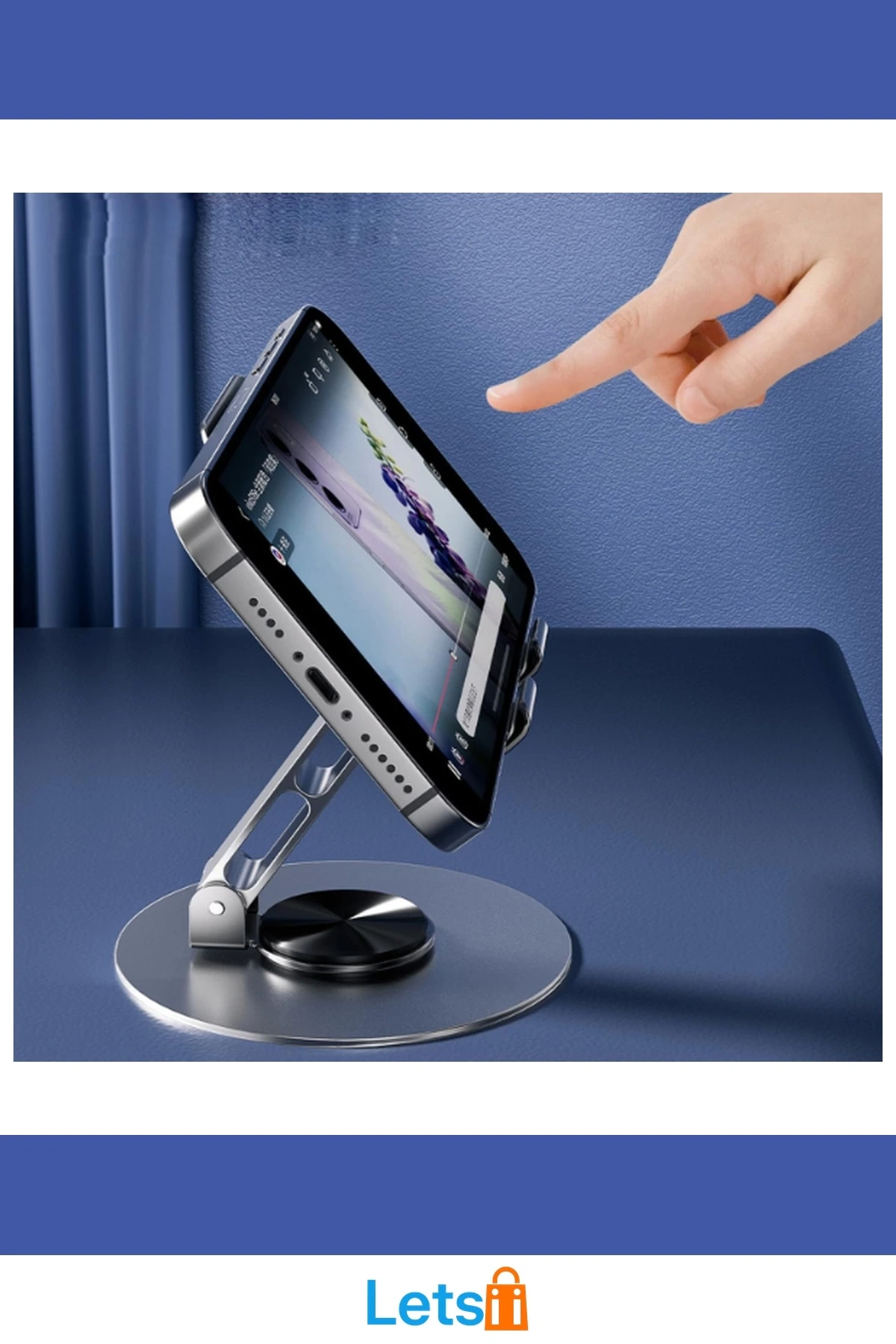 Dönebilir Katlanabilir Alüminyum Metal Masaüstü Telefon Tutucu