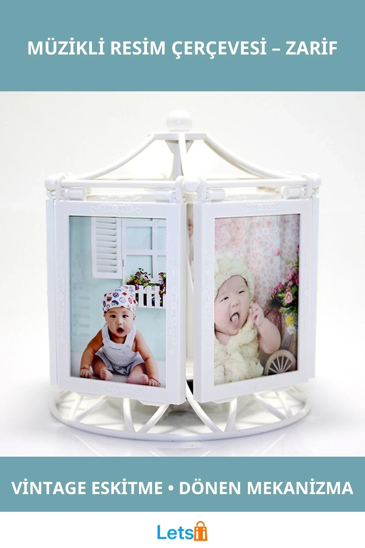 Dönen Müzikli Resim Çerçevesi Nostaljik Tasarım