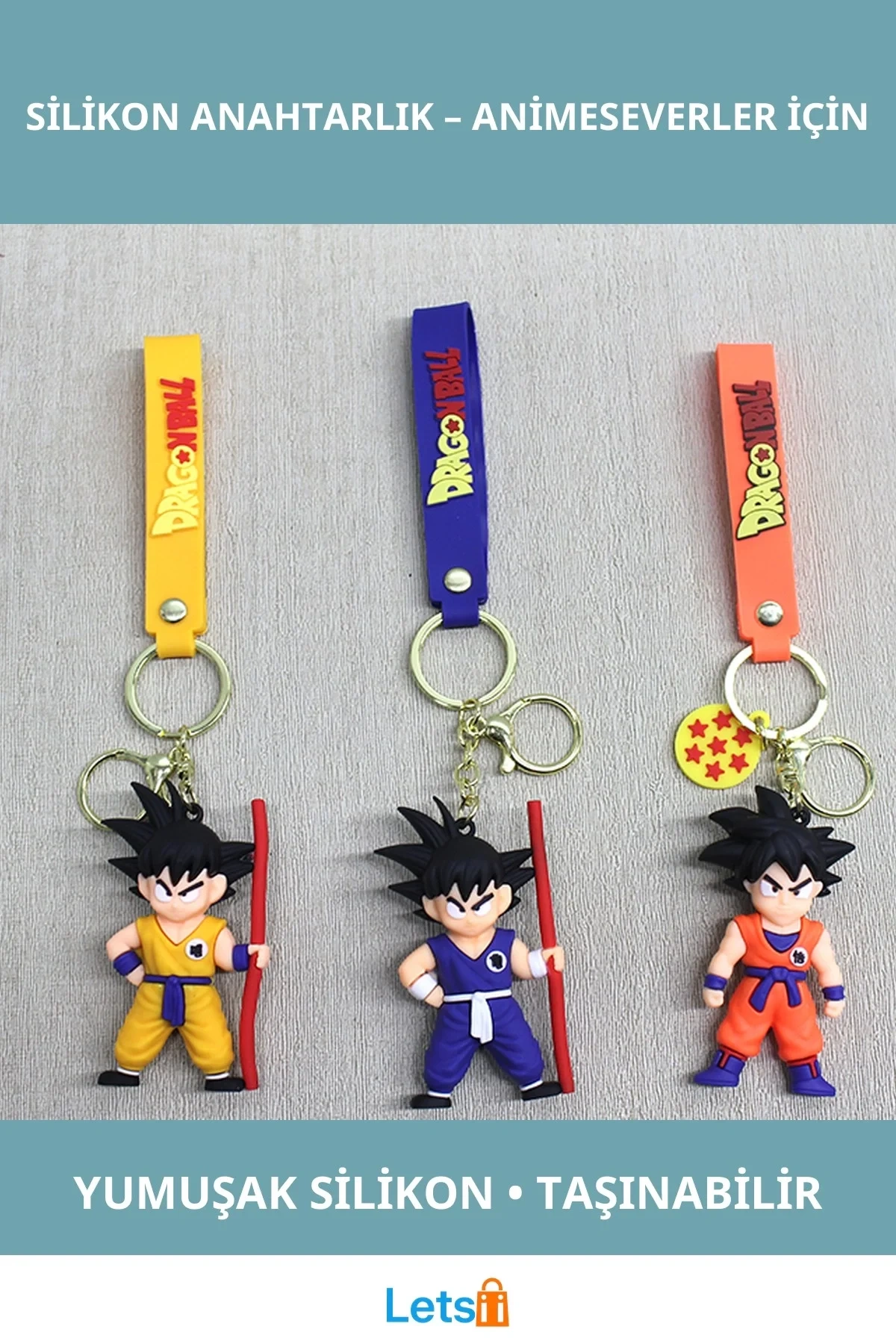 Dragon Ball Temalı Silikon Anahtarlık Goku Figürlü