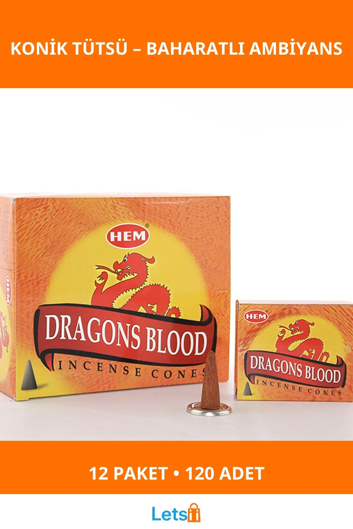 Dragons Blood Aromalı Konik Tütsü 12 Paket 120 Adet Konik Tütsü