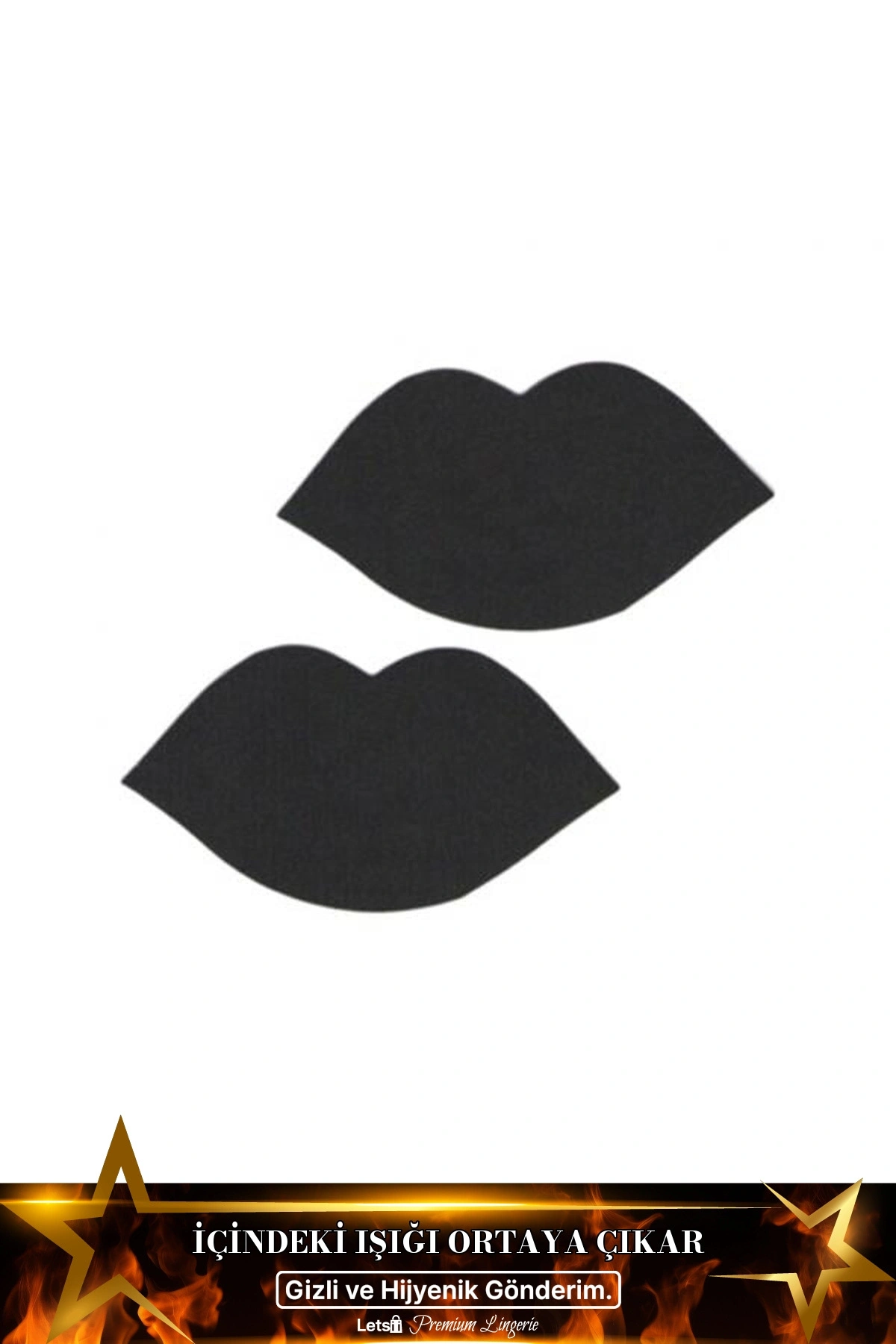 Dudak Şeklinde Fantezi Göğüs Ucu Kapatıcı Siyah Renk