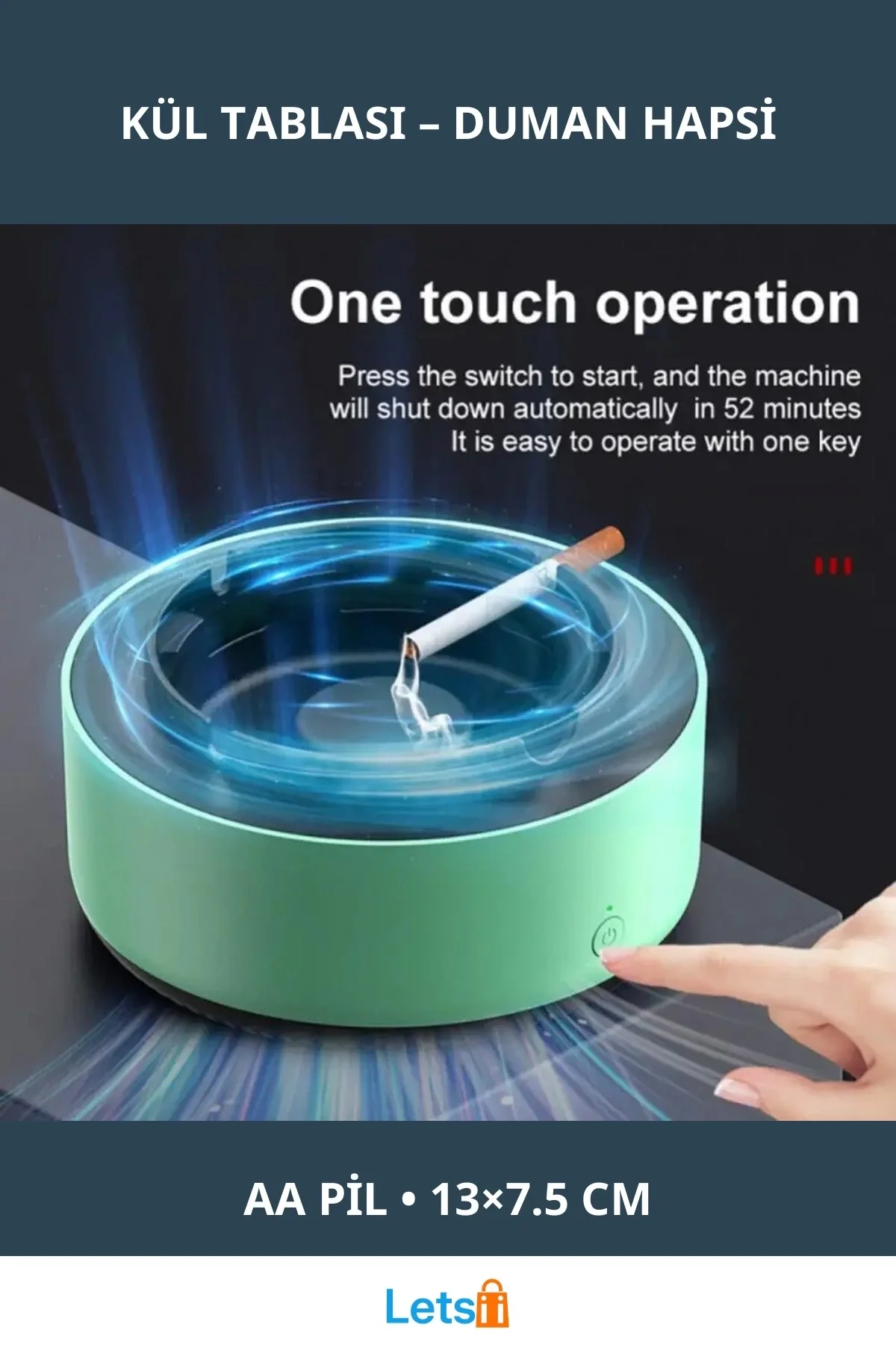 Dumanı İçine Çeken Şık Kül Tablası Yıkanabilir ve Pille Çalışan