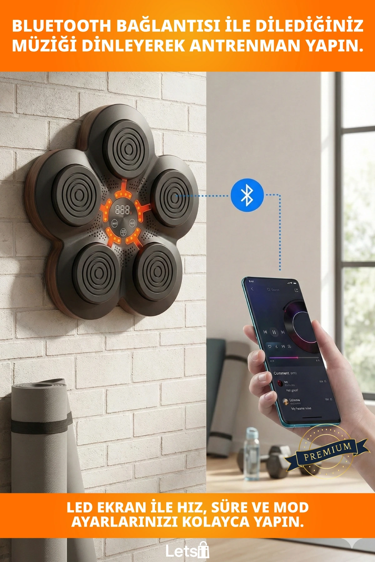 Duvara Monte Müzikli Boks Makinesi Bluetooth LED Ekran