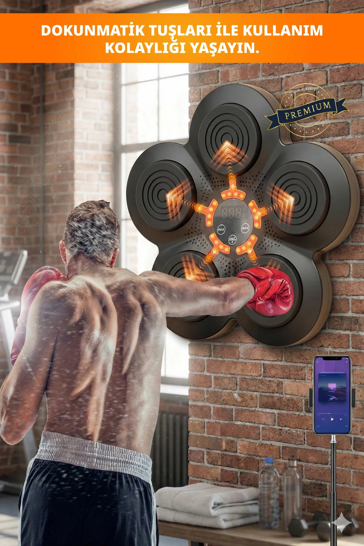 Duvara Monte Müzikli Boks Makinesi Bluetooth LED Ekran