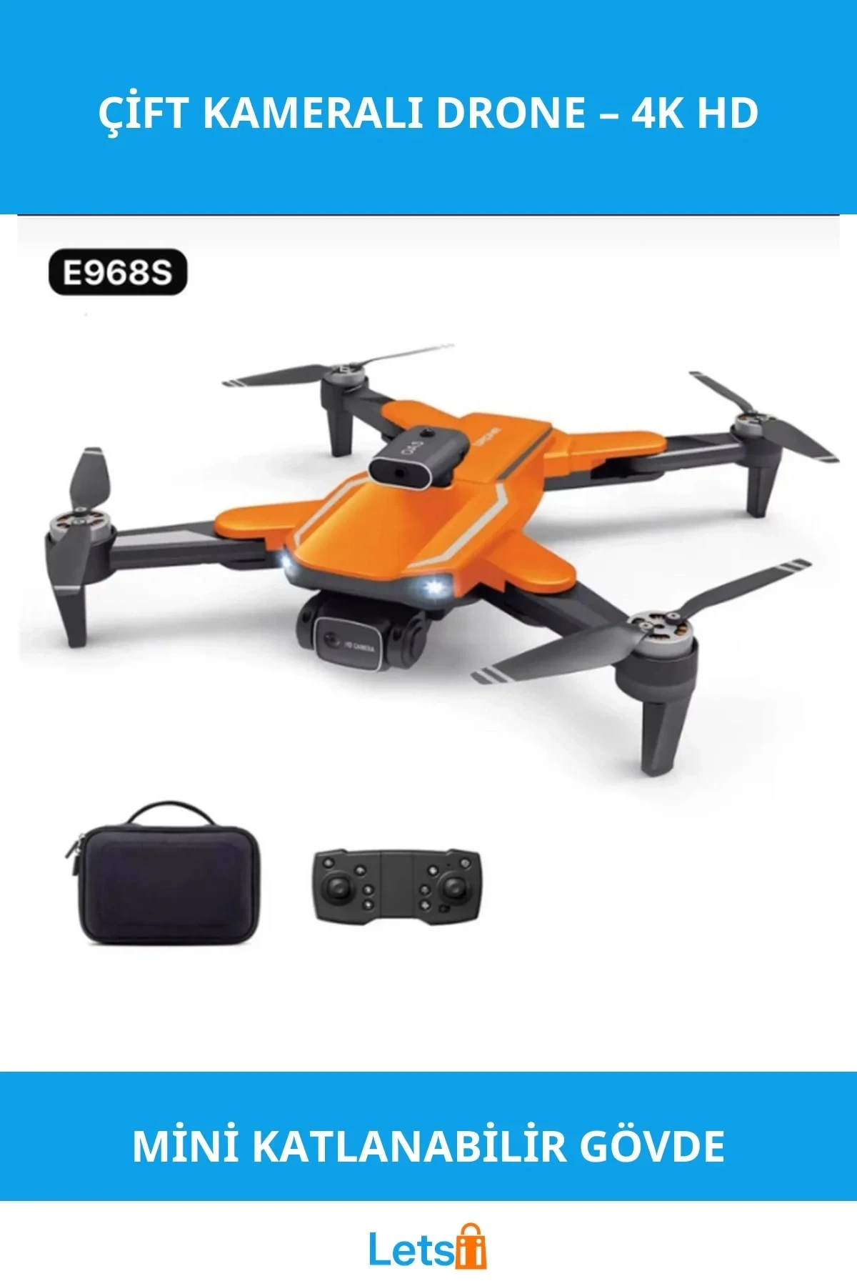 E968S Çift Kameralı Katlanabilir UFO Drone 4K HD