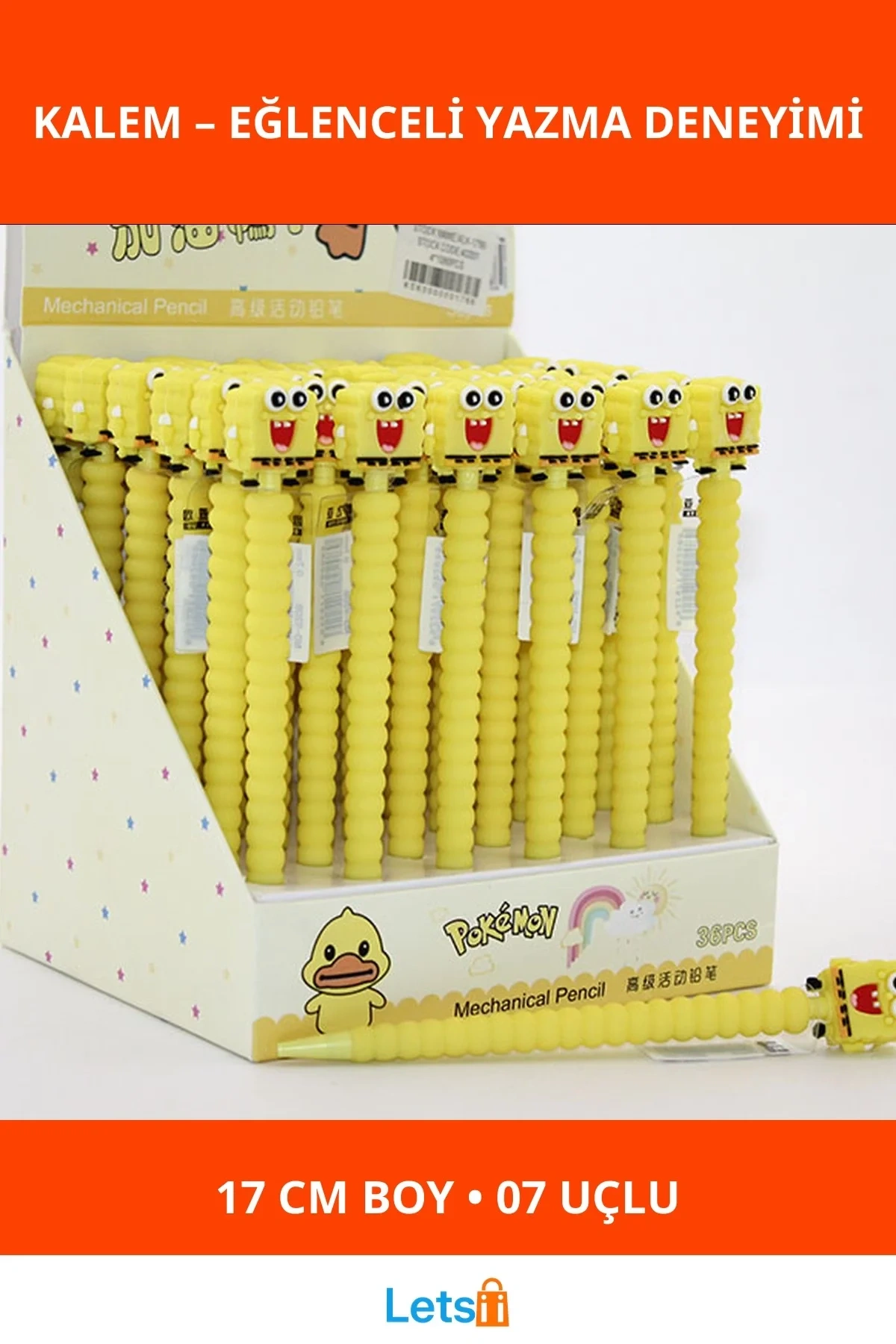Eğlenceli 07 Uçlu Süngerbob Kalem 17 cm