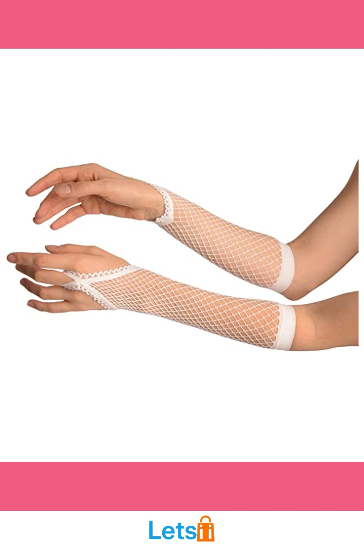 Eğlenceli Beyaz Örgü File Eldiven 26 cm